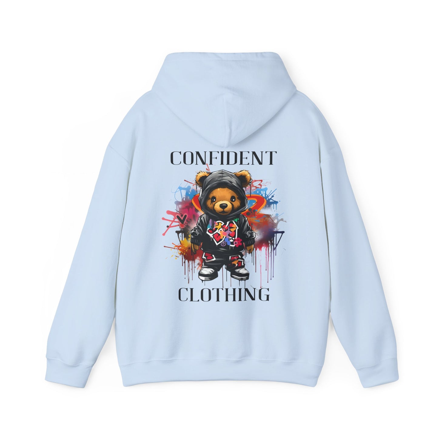 (Unisex) Confident Clothing Luxury Hooded Sweatshirt Urban Bear Collection (Cool Breeze Bear black logo)