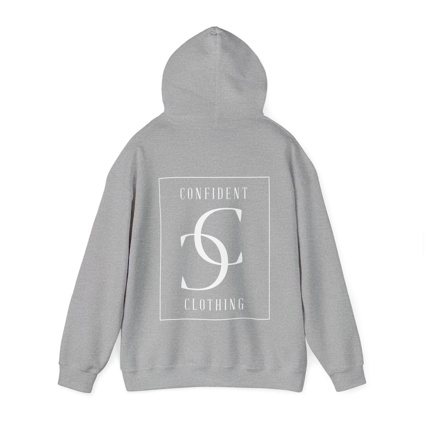 cc (Unisex) multi-color Confident Clothing Luxury Hooded Sweatshirt (frame white logo on back nc)