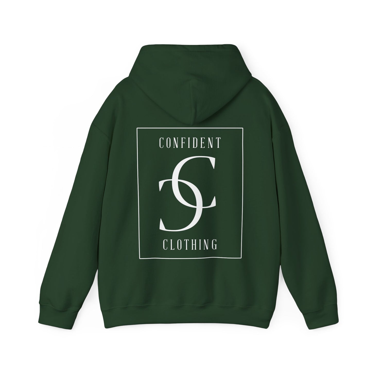 cc (Unisex) multi-color Confident Clothing Luxury Hooded Sweatshirt (frame white logo on back nc)