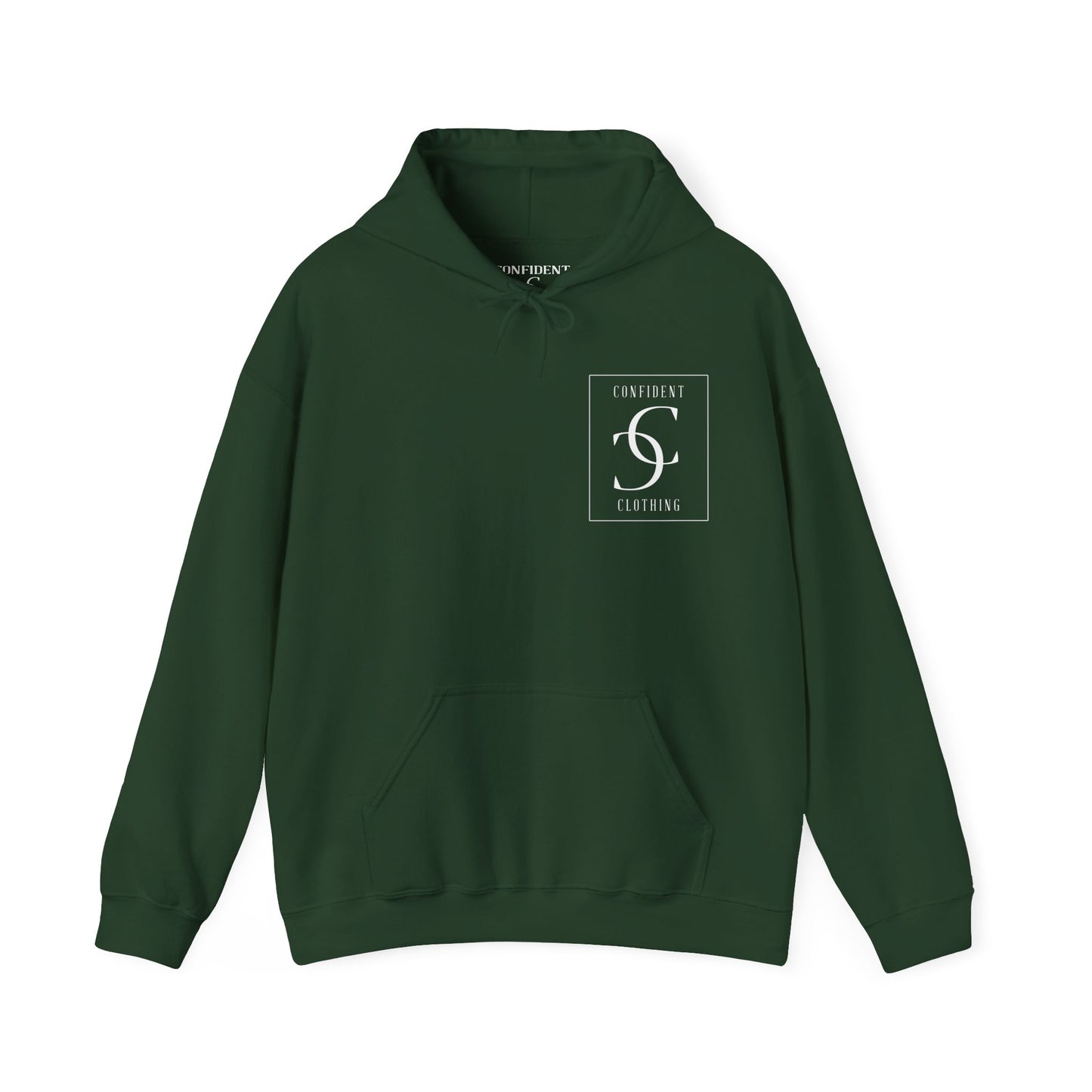cc (Unisex) multi-color Confident Clothing Luxury Hooded Sweatshirt (frame white logo on back nc)