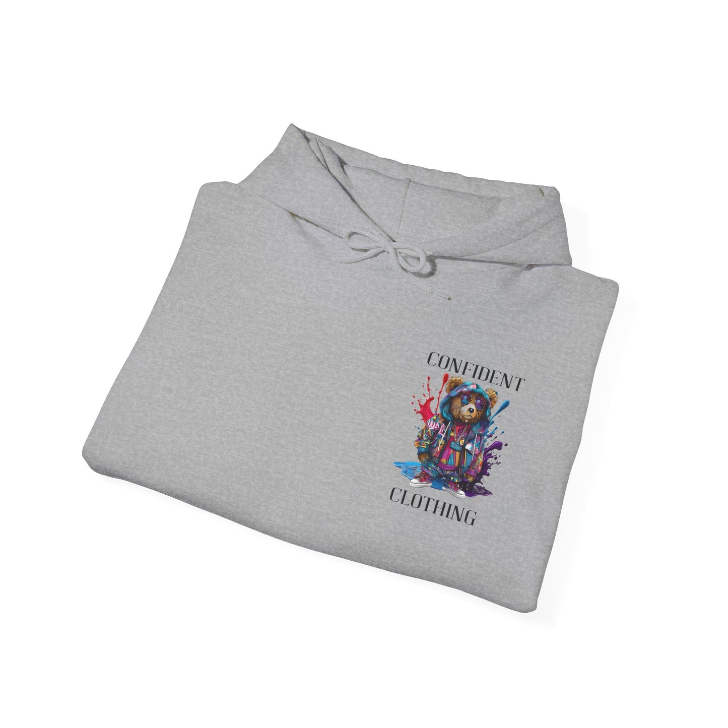 (Unisex) Confident Clothing Luxury Hooded Sweatshirt Urban Bear Collection (I Stay Drip Bear black logo)