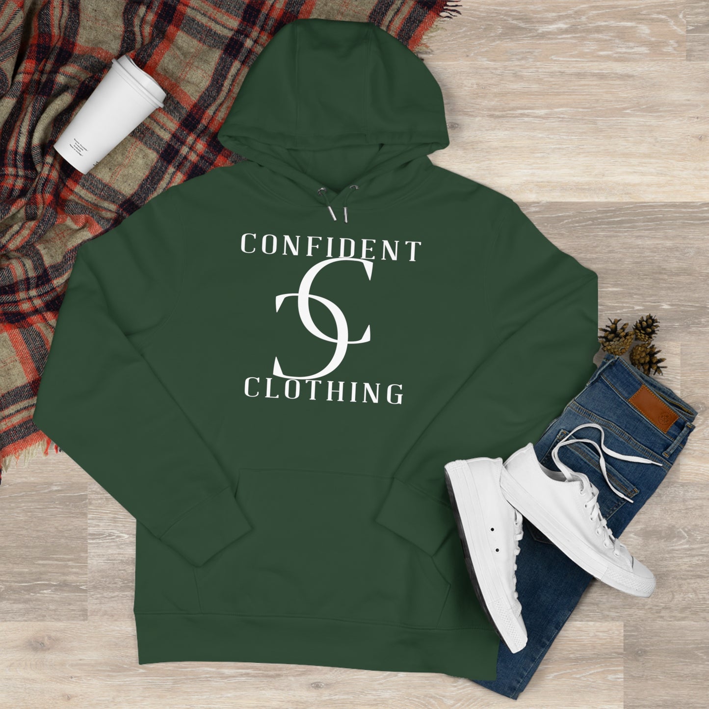 (hoodie unisex) multi-color Confident Clothing Luxury Hooded Sweatshirt (big cc white logo)