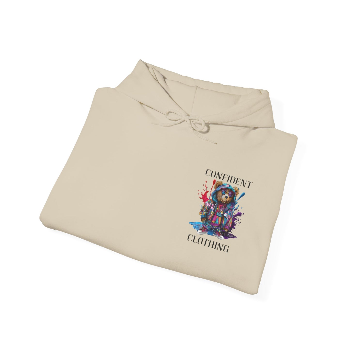 (Unisex) Confident Clothing Luxury Hooded Sweatshirt Urban Bear Collection (I Stay Drip Bear black logo)