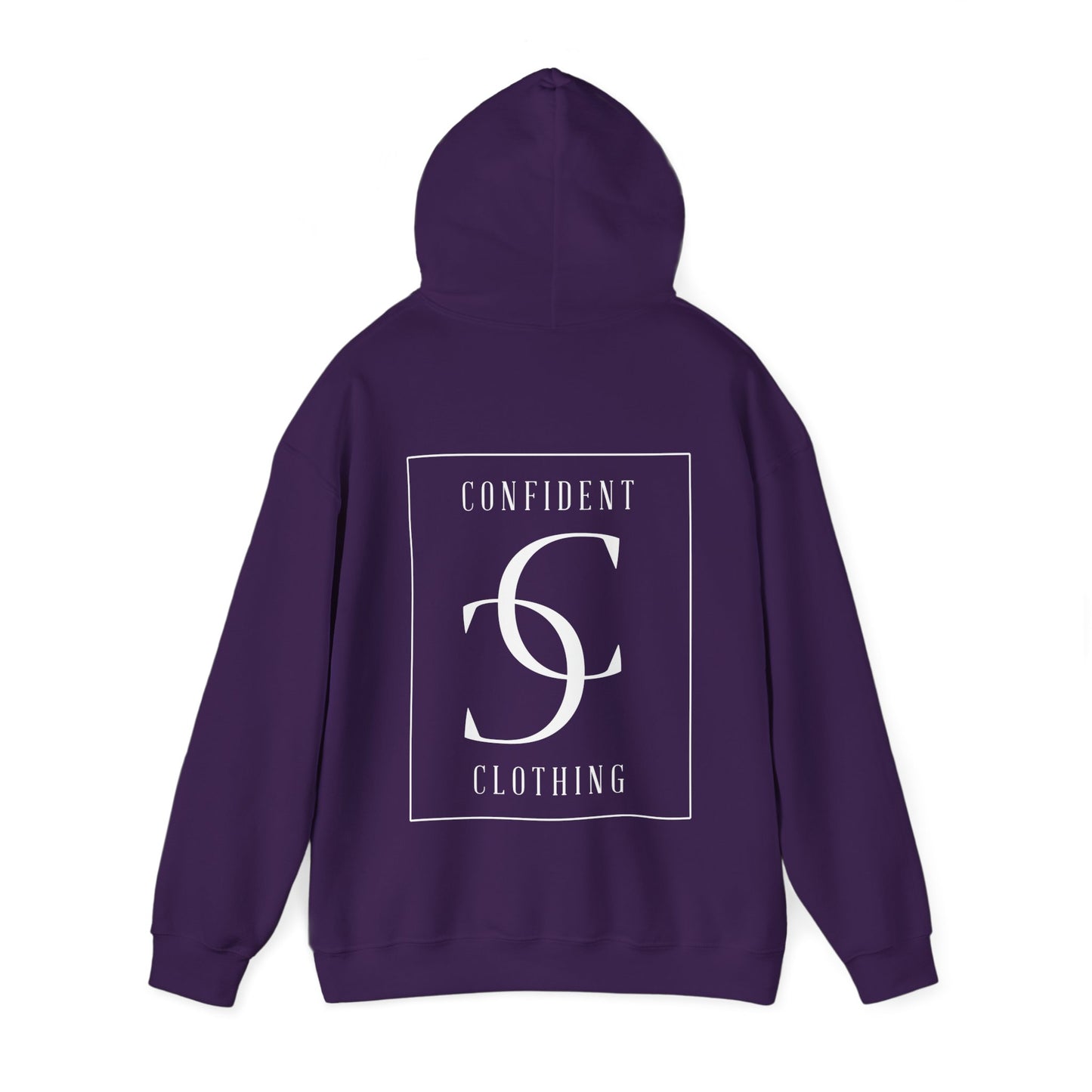 cc (Unisex) multi-color Confident Clothing Luxury Hooded Sweatshirt (frame white logo on back nc)