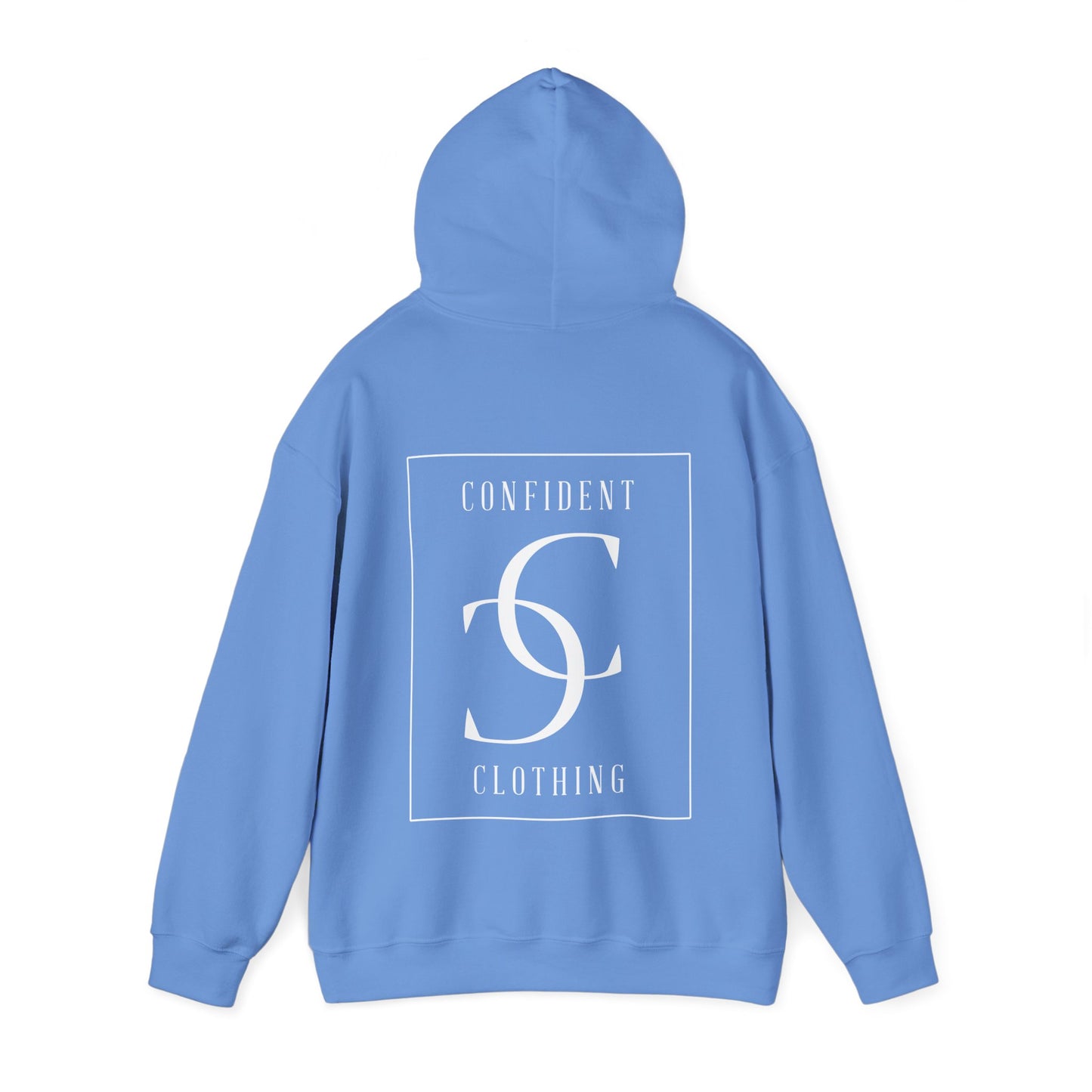 cc (Unisex) multi-color Confident Clothing Luxury Hooded Sweatshirt (frame white logo on back nc)