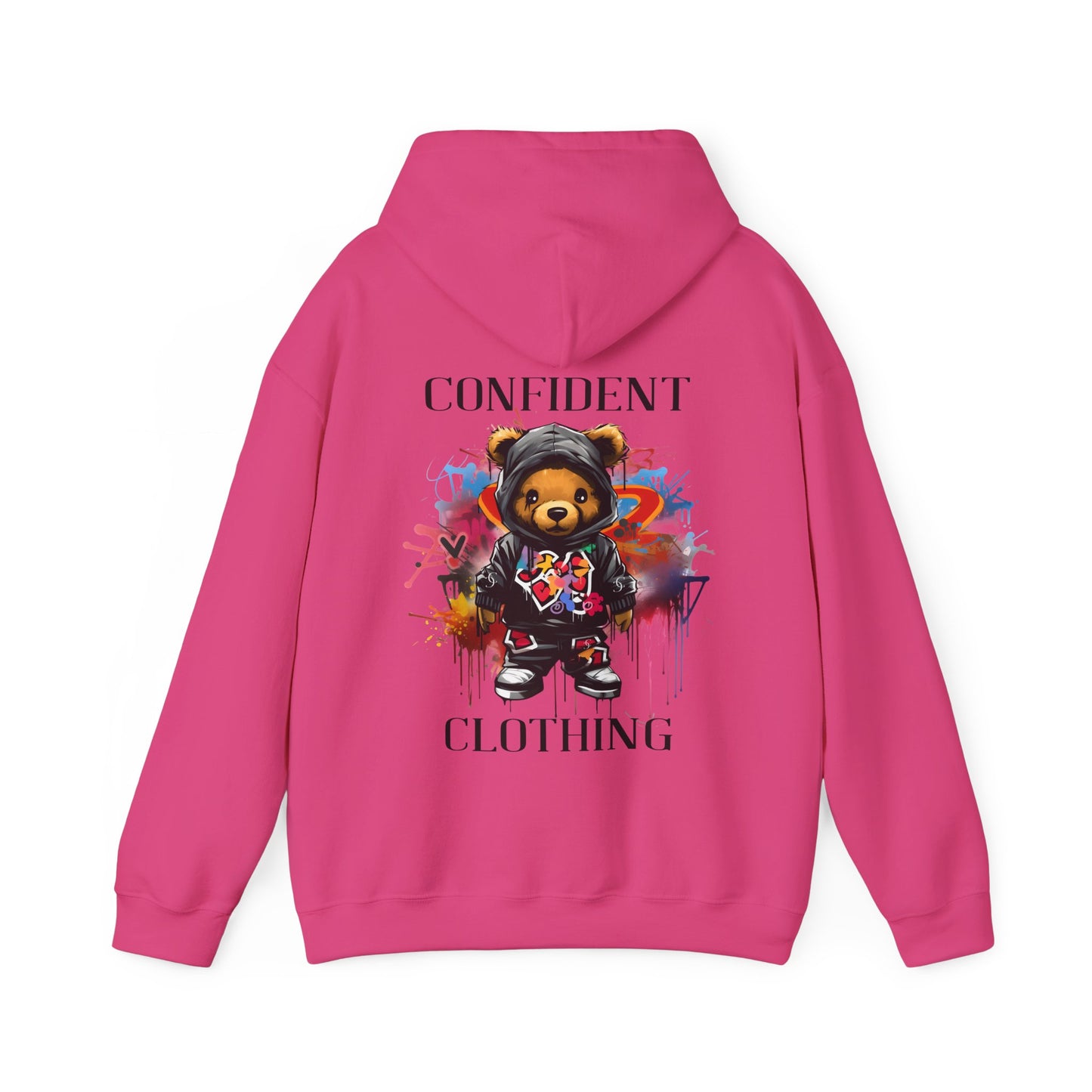 (Unisex) Confident Clothing Luxury Hooded Sweatshirt Urban Bear Collection (Cool Breeze Bear black logo)