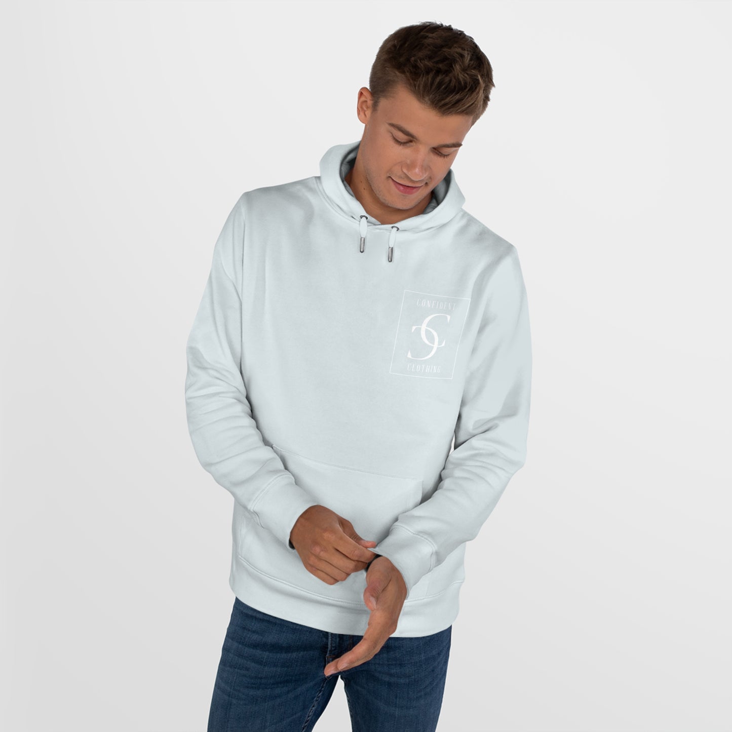 (hoodie unisex) multi-color Confident Clothing Luxury Hooded Sweatshirt (big cc white logo on back)