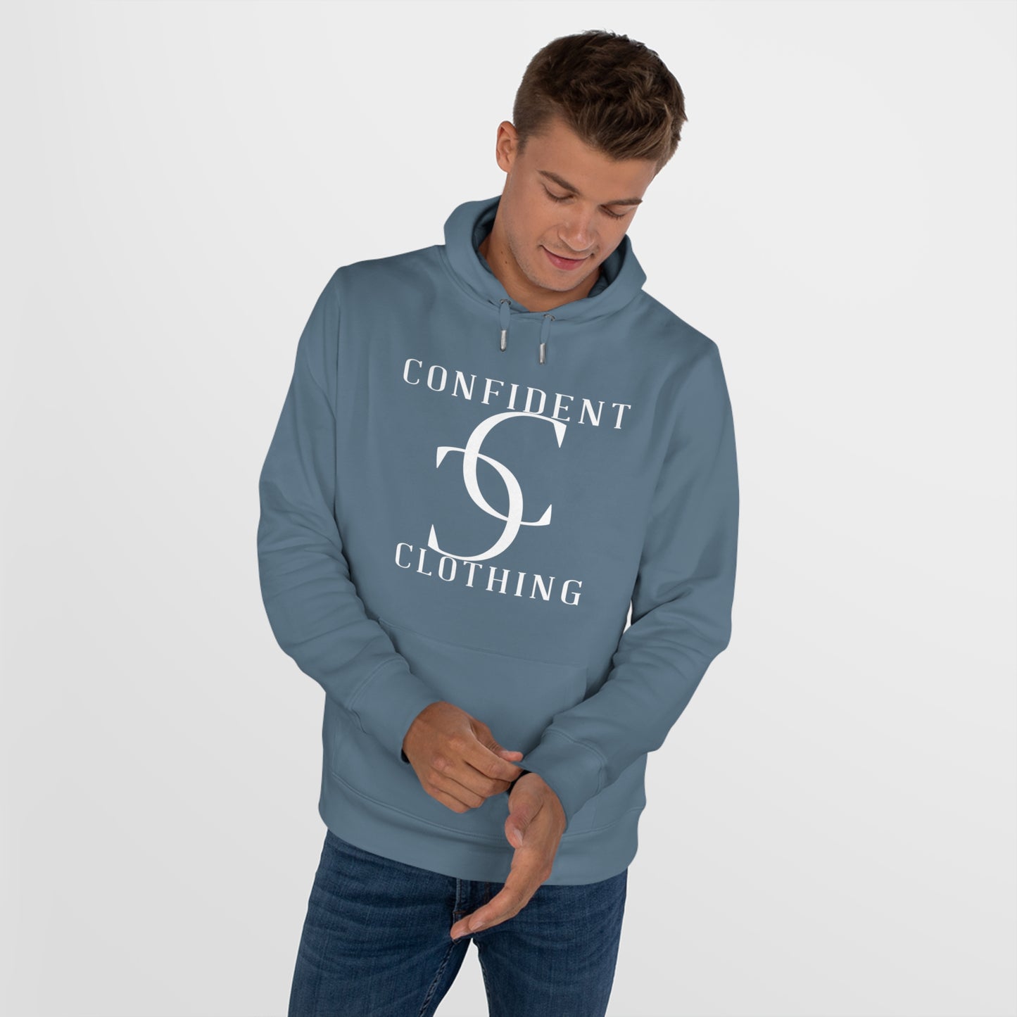 (hoodie unisex) multi-color Confident Clothing Luxury Hooded Sweatshirt (big cc white logo)