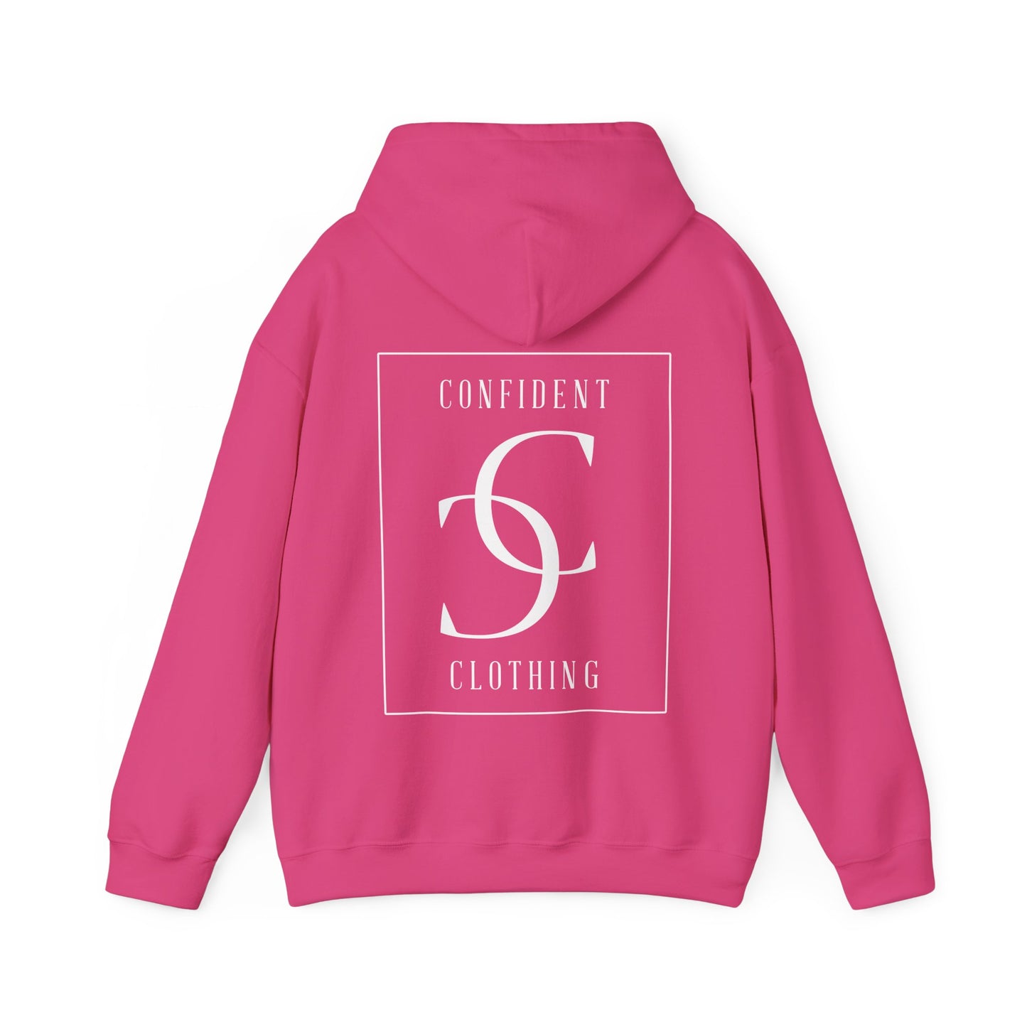 cc (Unisex) multi-color Confident Clothing Luxury Hooded Sweatshirt (frame white logo on back nc)