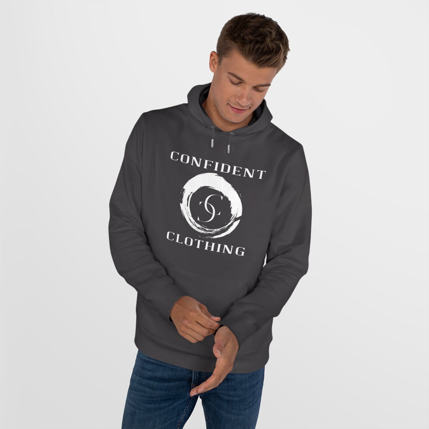 (hoodie unisex) multi-color Confident Clothing Luxury Hooded Sweatshirt (big cc circle white logo)