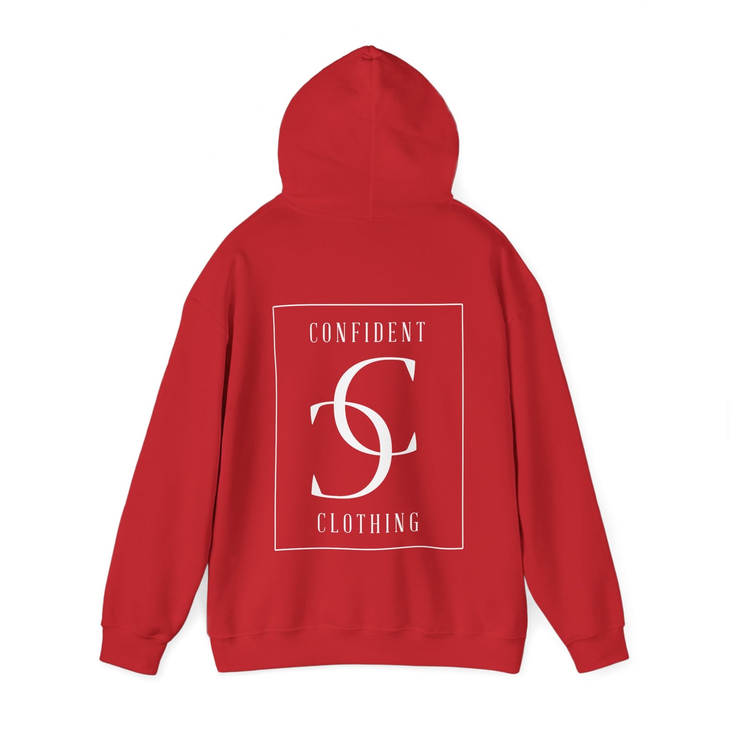 cc (Unisex) multi-color Confident Clothing Luxury Hooded Sweatshirt (frame white logo on back nc)