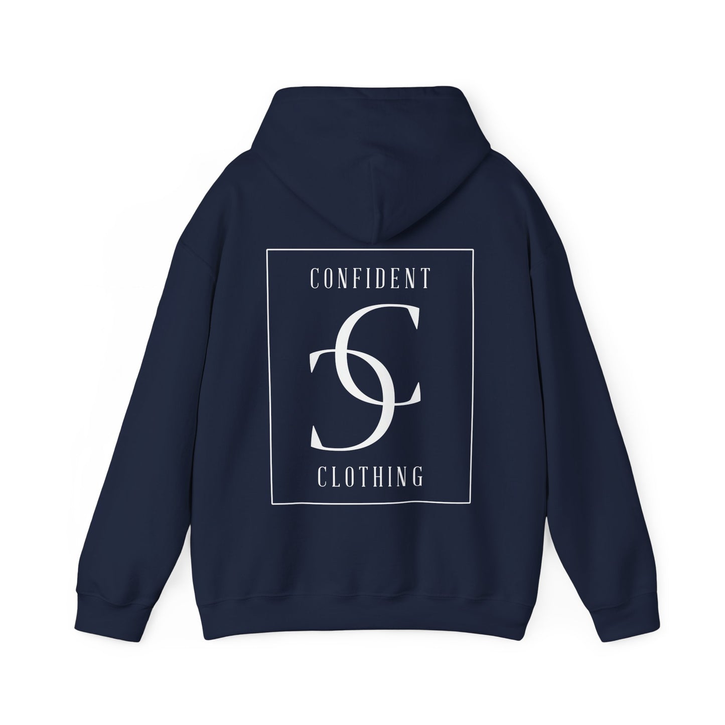 cc (Unisex) multi-color Confident Clothing Luxury Hooded Sweatshirt (frame white logo on back nc)