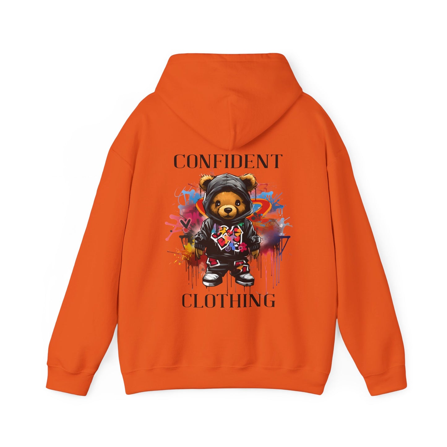 (Unisex) Confident Clothing Luxury Hooded Sweatshirt Urban Bear Collection (Cool Breeze Bear black logo)