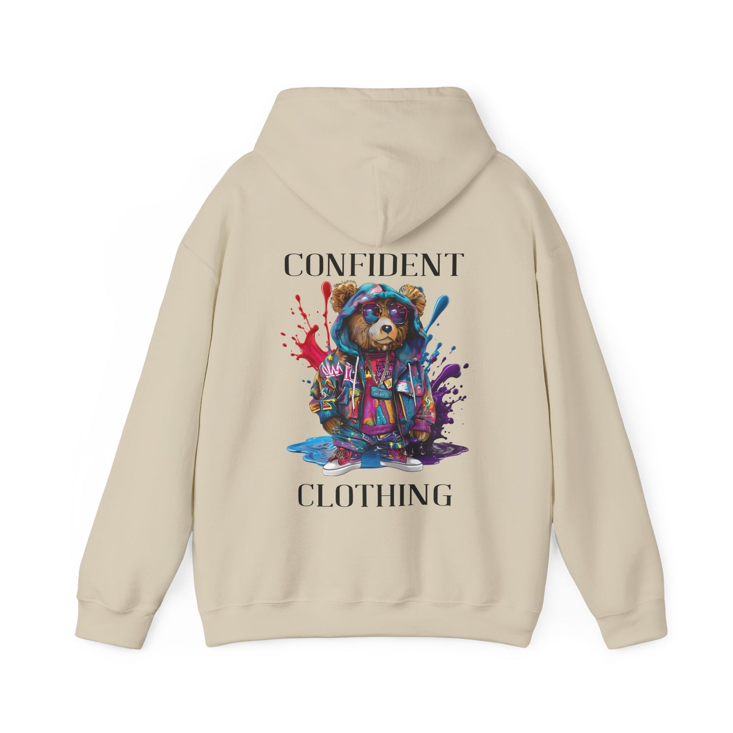 (Unisex) Confident Clothing Luxury Hooded Sweatshirt Urban Bear Collection (I Stay Drip Bear black logo)