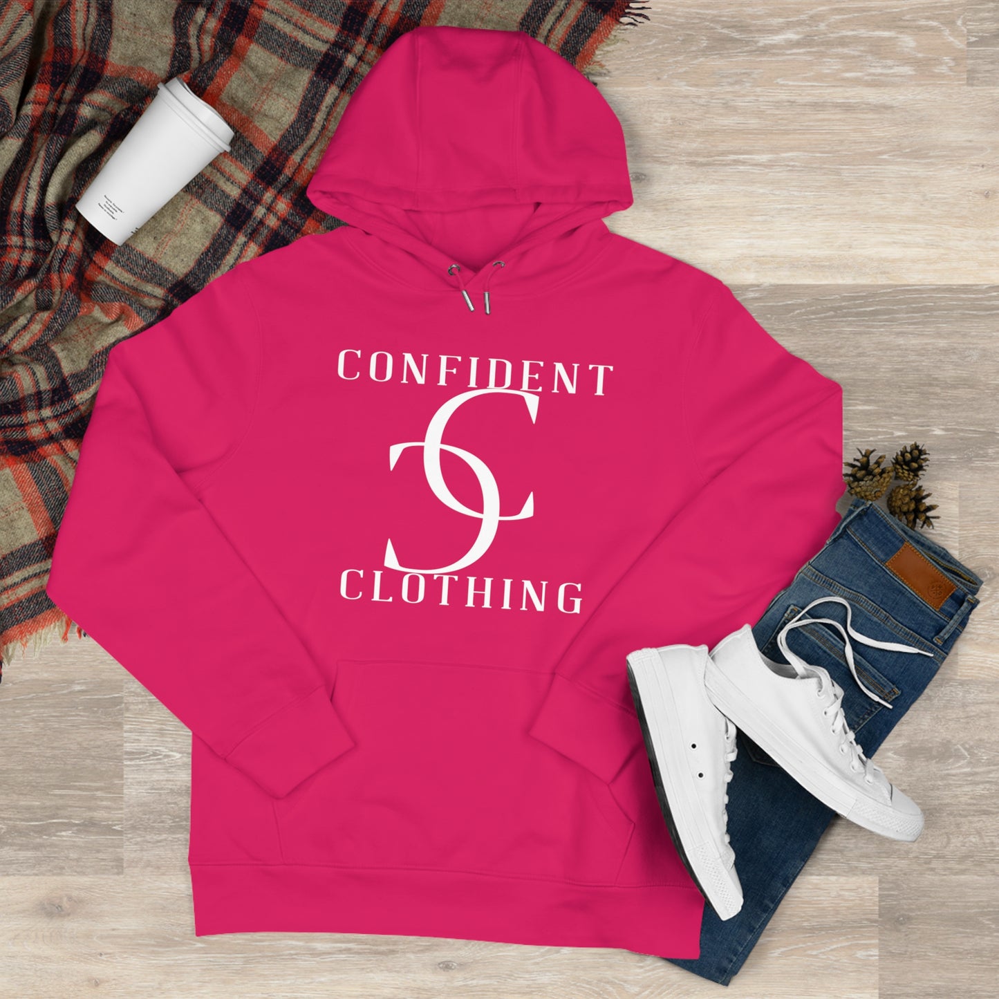 (hoodie unisex) multi-color Confident Clothing Luxury Hooded Sweatshirt (big cc white logo)