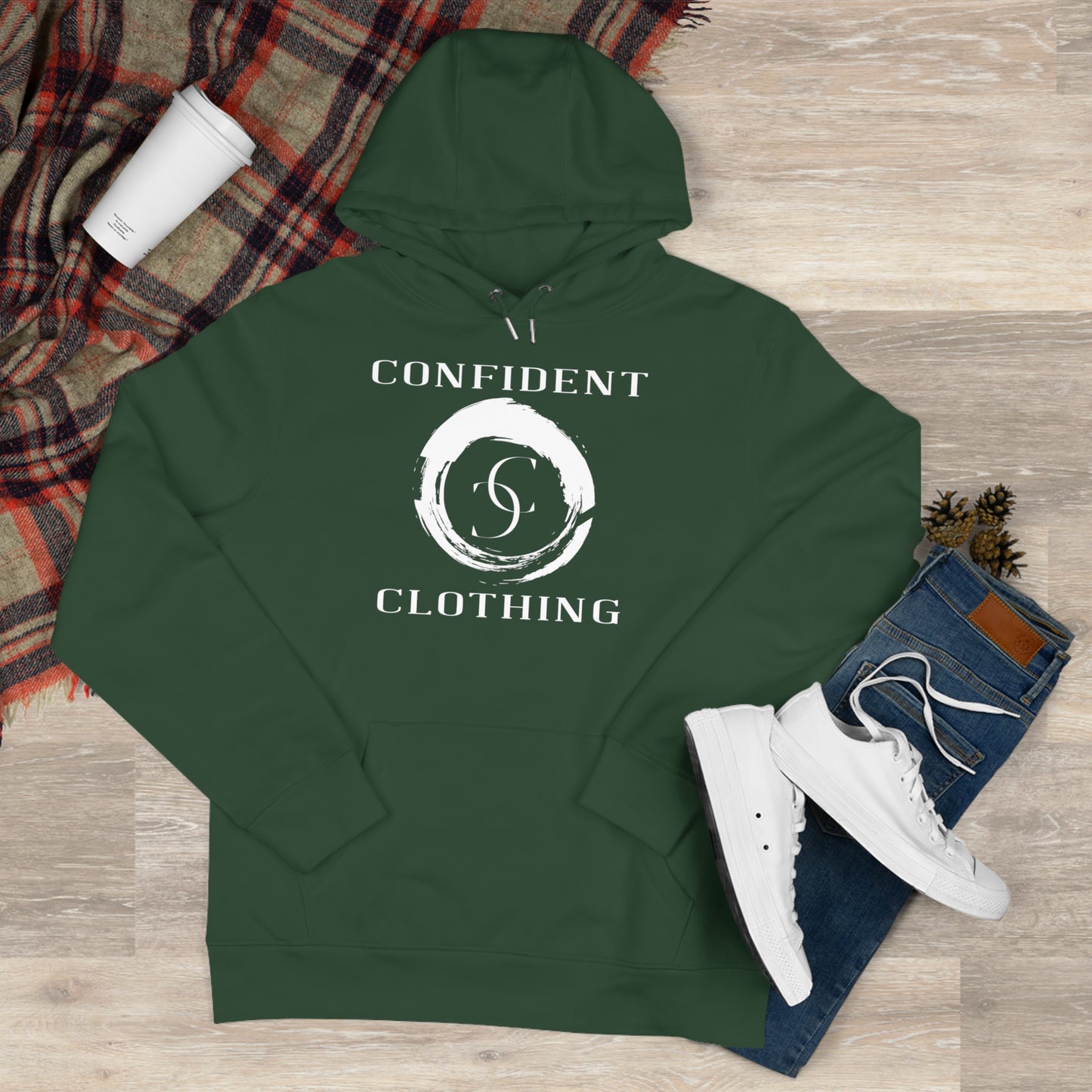 (hoodie unisex) multi-color Confident Clothing Luxury Hooded Sweatshirt (big cc circle white logo)