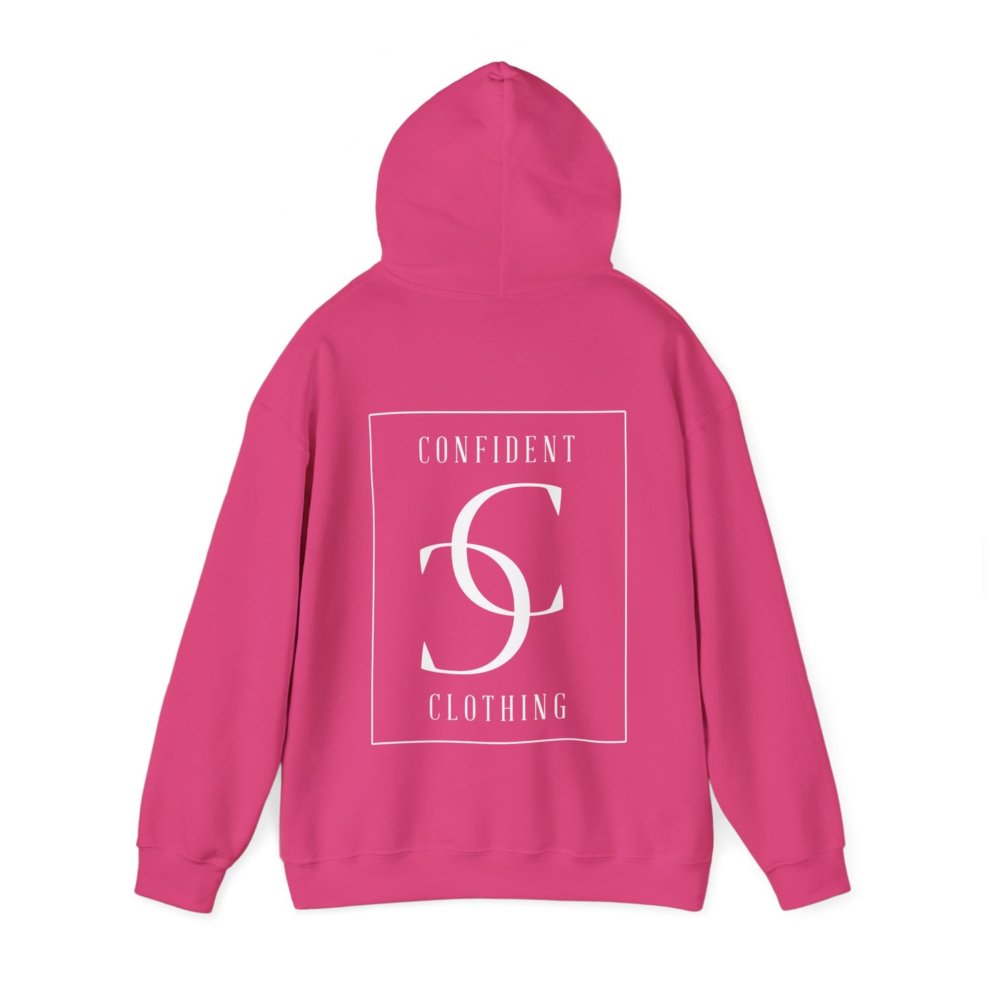 cc (Unisex) multi-color Confident Clothing Luxury Hooded Sweatshirt (frame white logo on back nc)