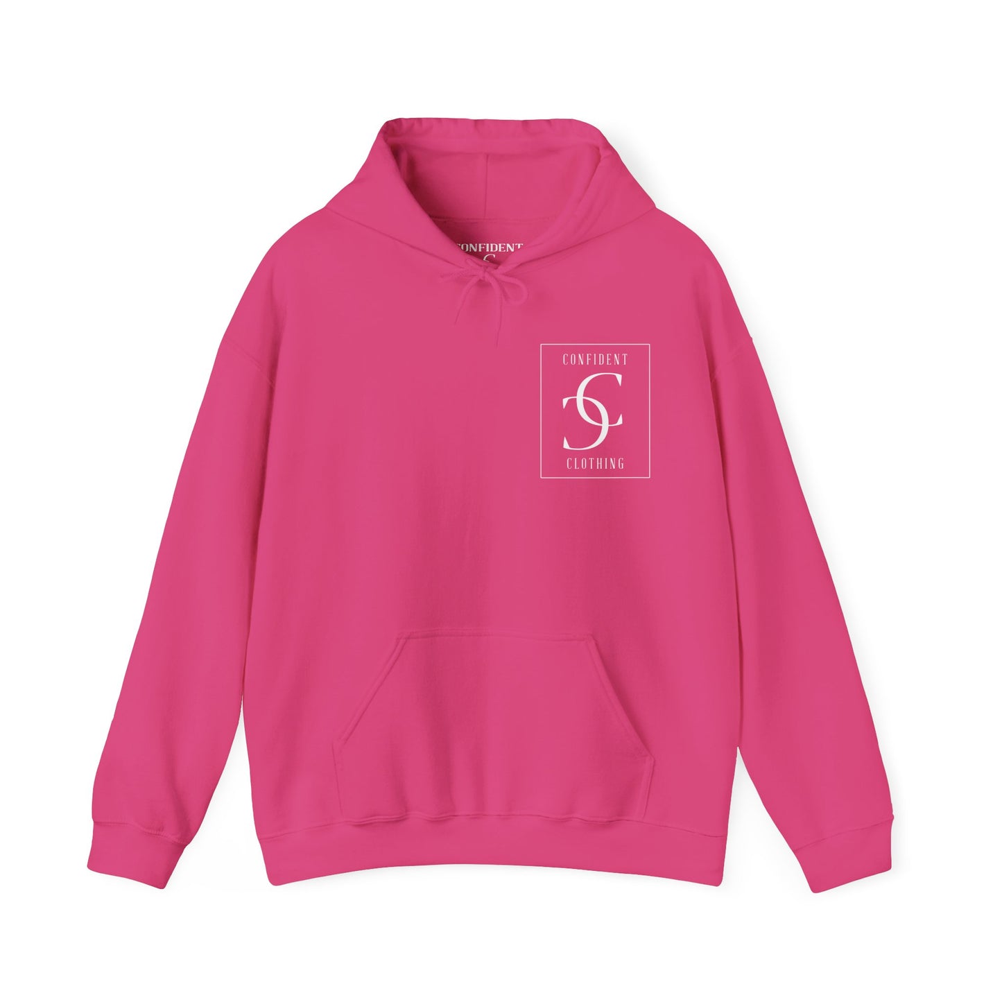 cc (Unisex) multi-color Confident Clothing Luxury Hooded Sweatshirt (frame white logo on back nc)