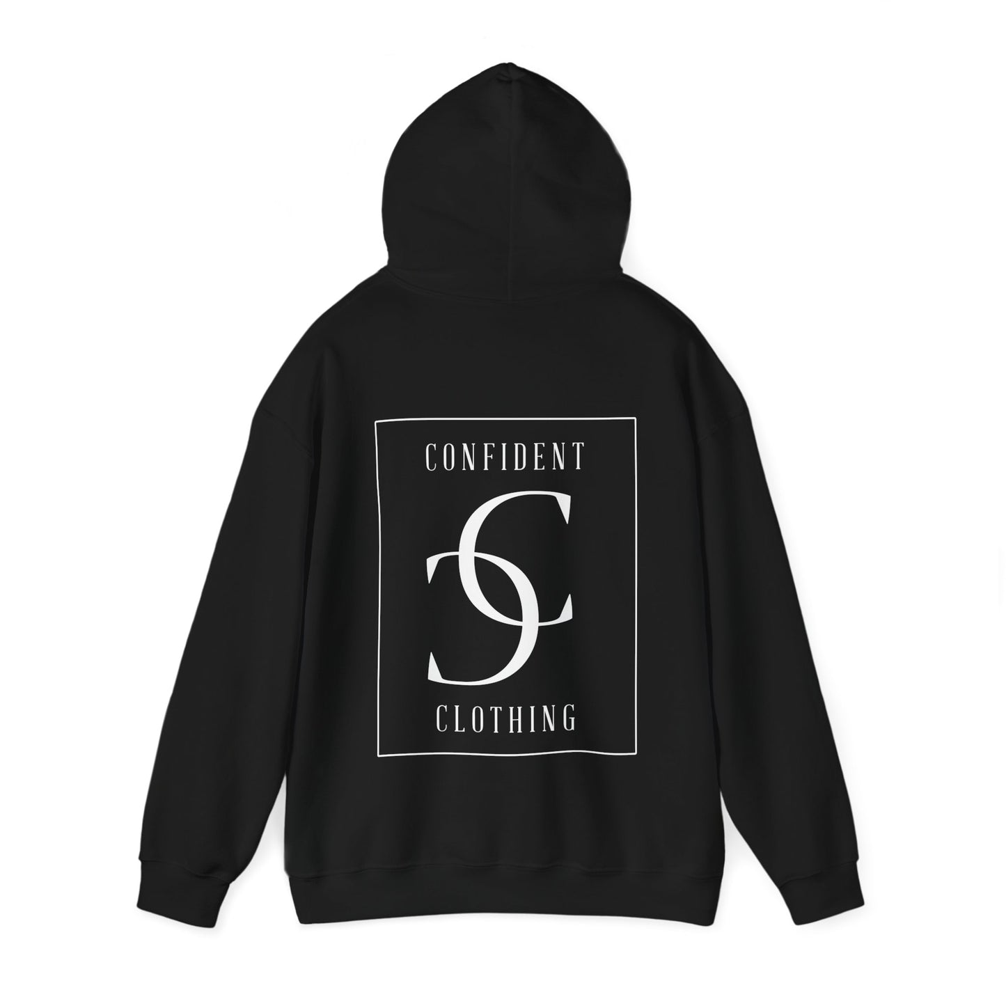 cc (Unisex) multi-color Confident Clothing Luxury Hooded Sweatshirt (frame white logo on back nc)