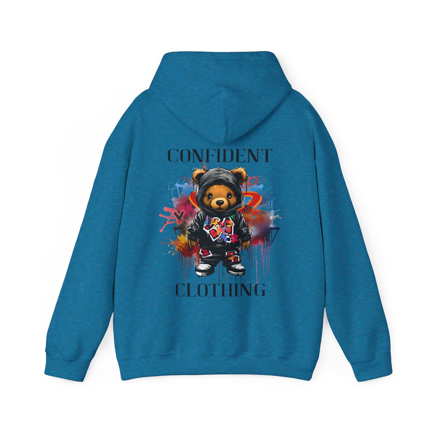 (Unisex) Confident Clothing Luxury Hooded Sweatshirt Urban Bear Collection (Cool Breeze Bear black logo)