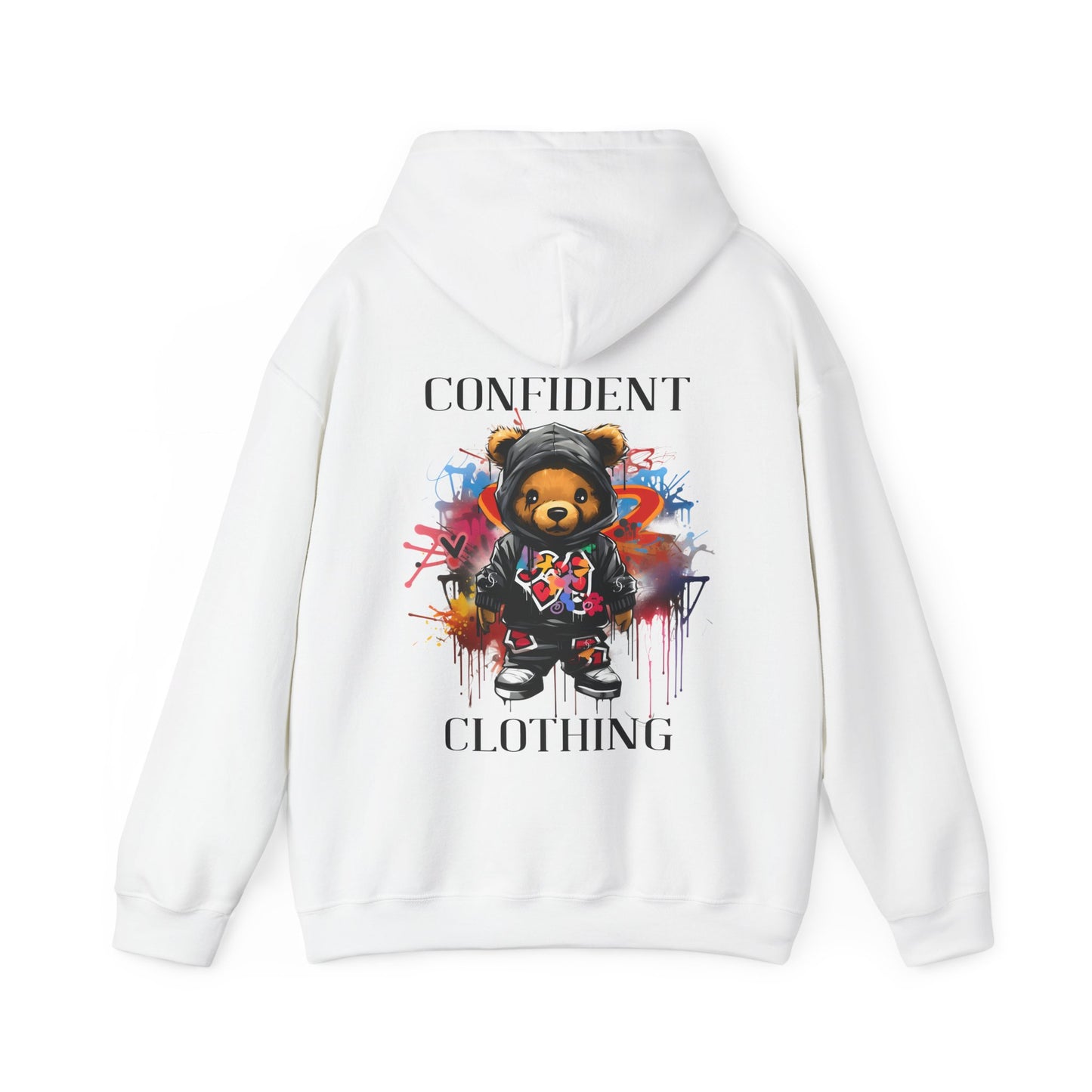 (Unisex) Confident Clothing Luxury Hooded Sweatshirt Urban Bear Collection (Cool Breeze Bear black logo)