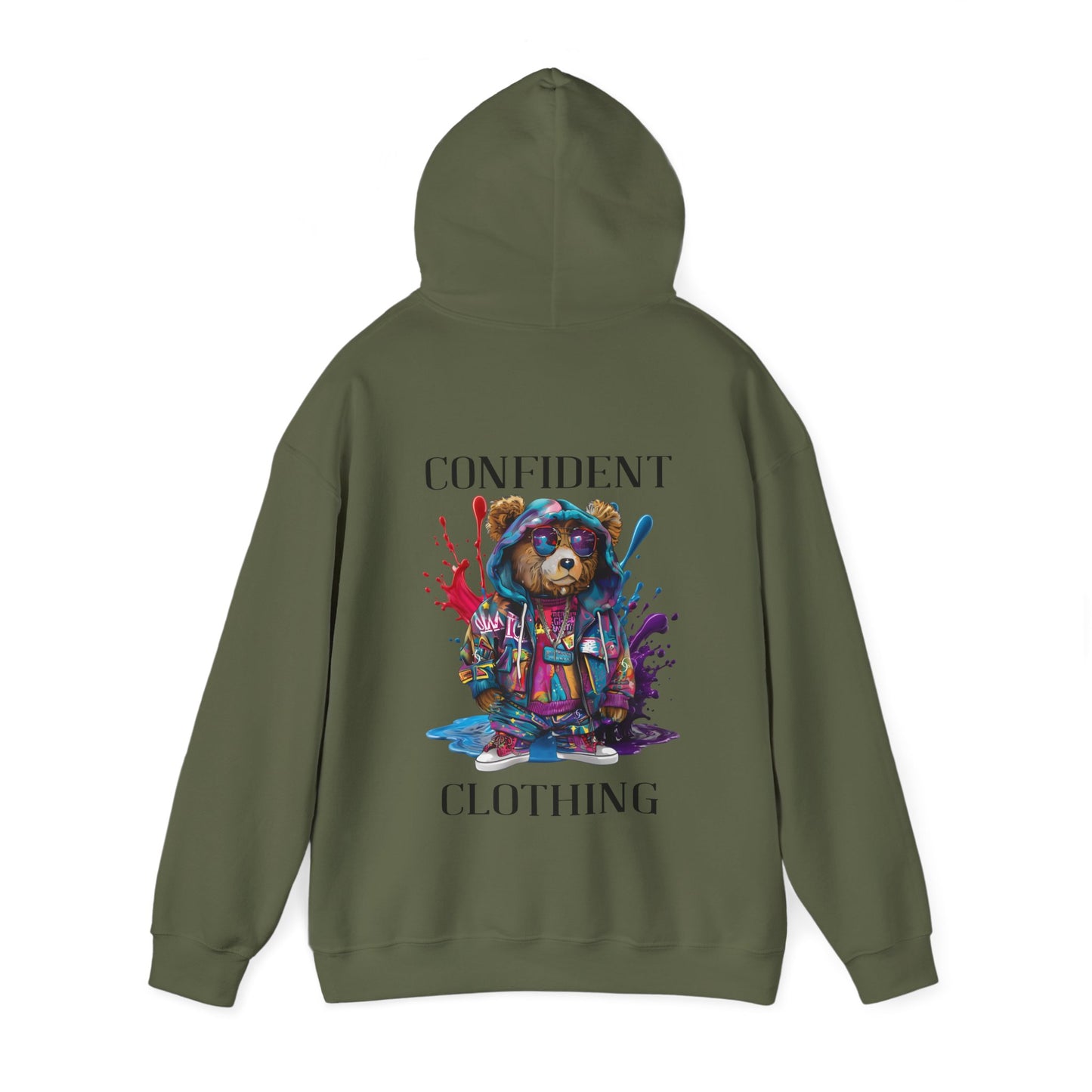 (Unisex) Confident Clothing Luxury Hooded Sweatshirt Urban Bear Collection (I Stay Drip Bear black logo)