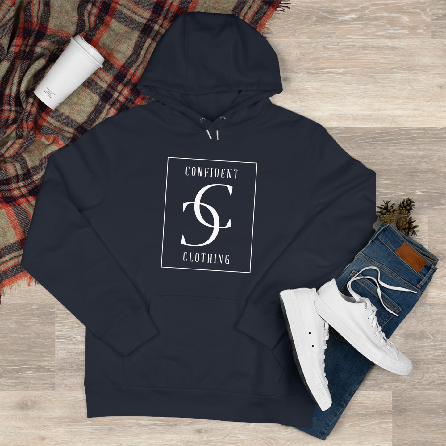 (hoodie unisex) multi-color Confident Clothing Luxury Hooded Sweatshirt (frame white logo)