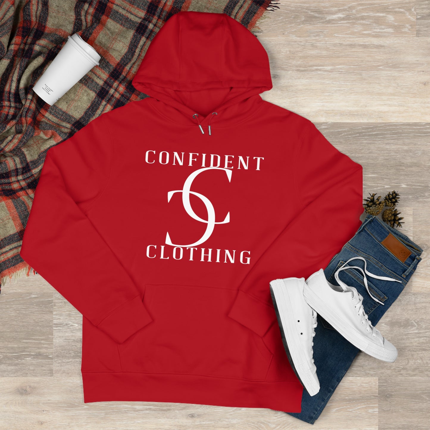 (hoodie unisex) multi-color Confident Clothing Luxury Hooded Sweatshirt (big cc white logo)
