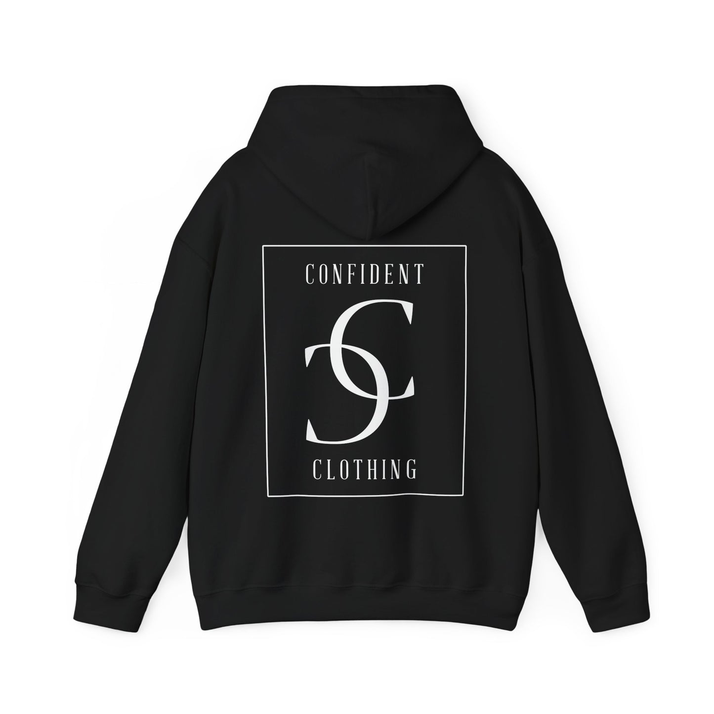 cc (Unisex) multi-color Confident Clothing Luxury Hooded Sweatshirt (frame white logo on back nc)