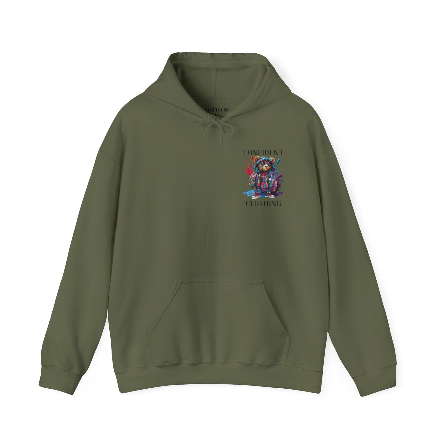(Unisex) Confident Clothing Luxury Hooded Sweatshirt Urban Bear Collection (I Stay Drip Bear black logo)