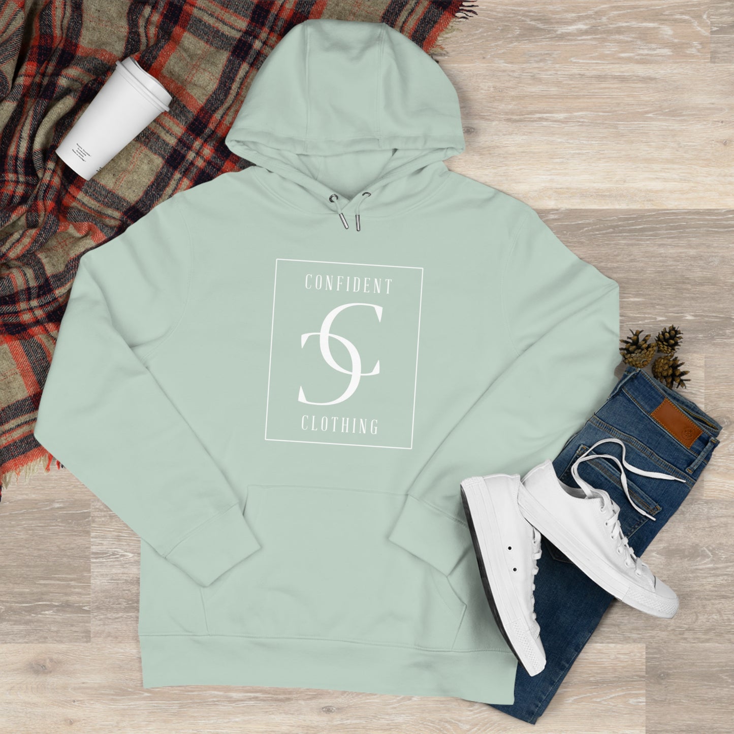 (hoodie unisex) multi-color Confident Clothing Luxury Hooded Sweatshirt (frame white logo)