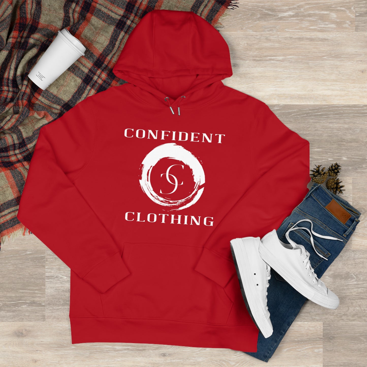 (hoodie unisex) multi-color Confident Clothing Luxury Hooded Sweatshirt (big cc circle white logo)
