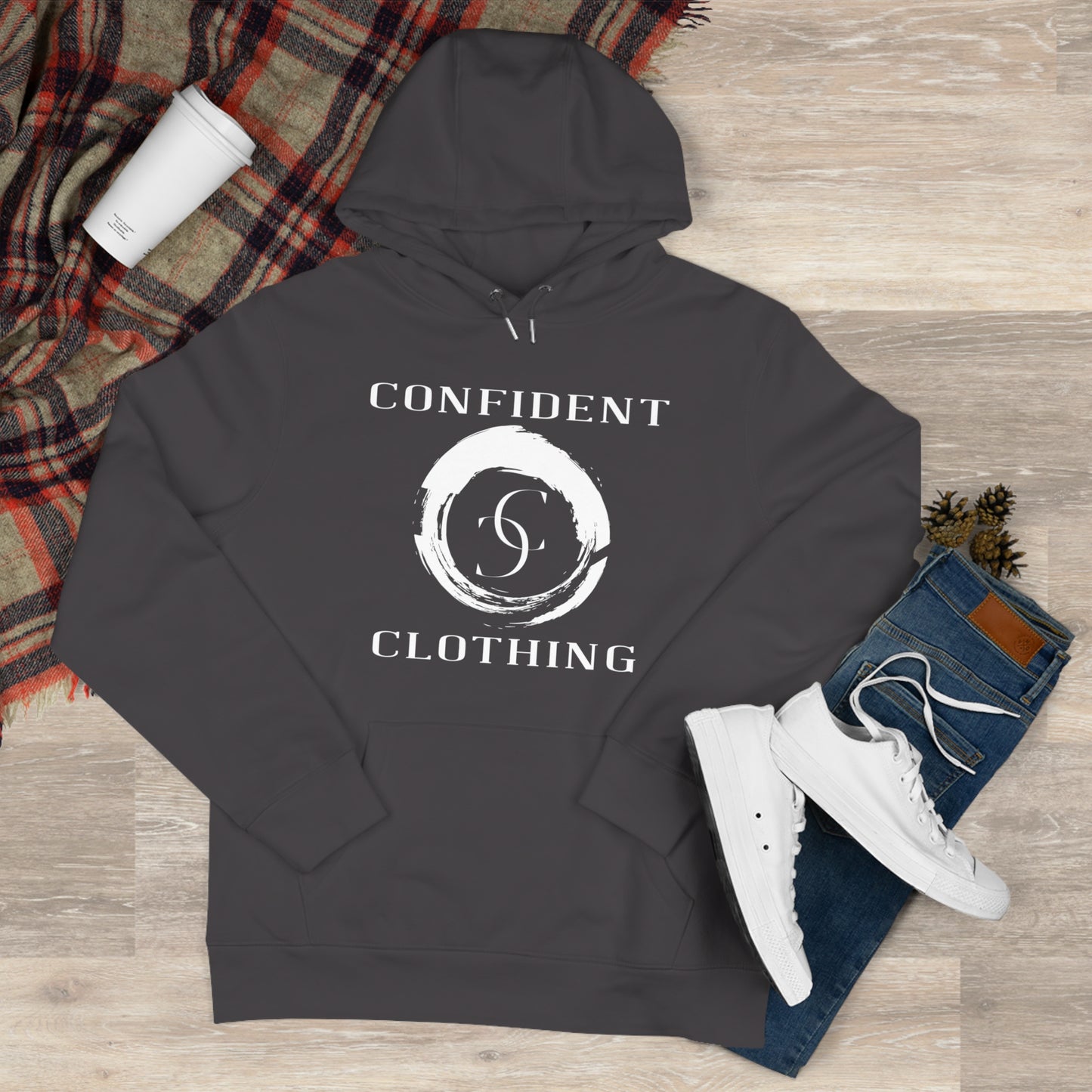 (hoodie unisex) multi-color Confident Clothing Luxury Hooded Sweatshirt (big cc circle white logo)