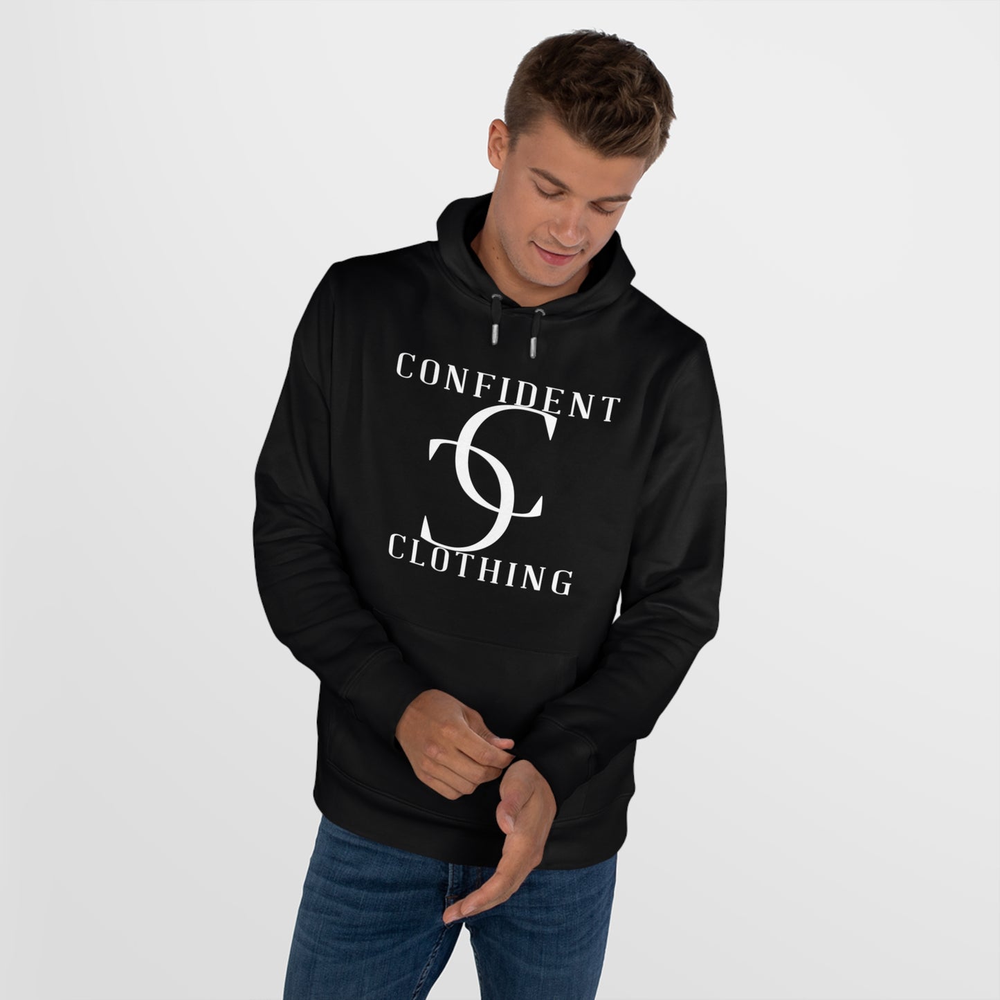 (hoodie unisex) multi-color Confident Clothing Luxury Hooded Sweatshirt (big cc white logo)