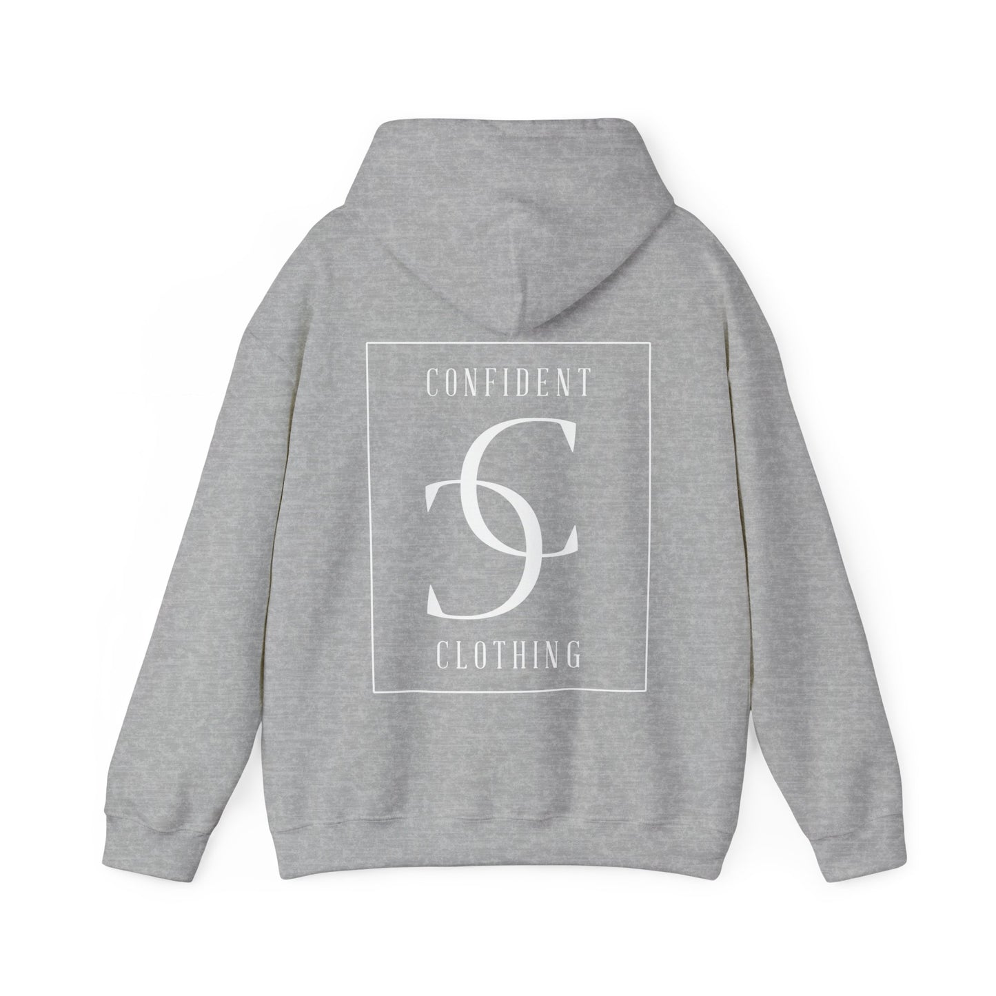 cc (Unisex) multi-color Confident Clothing Luxury Hooded Sweatshirt (frame white logo on back nc)