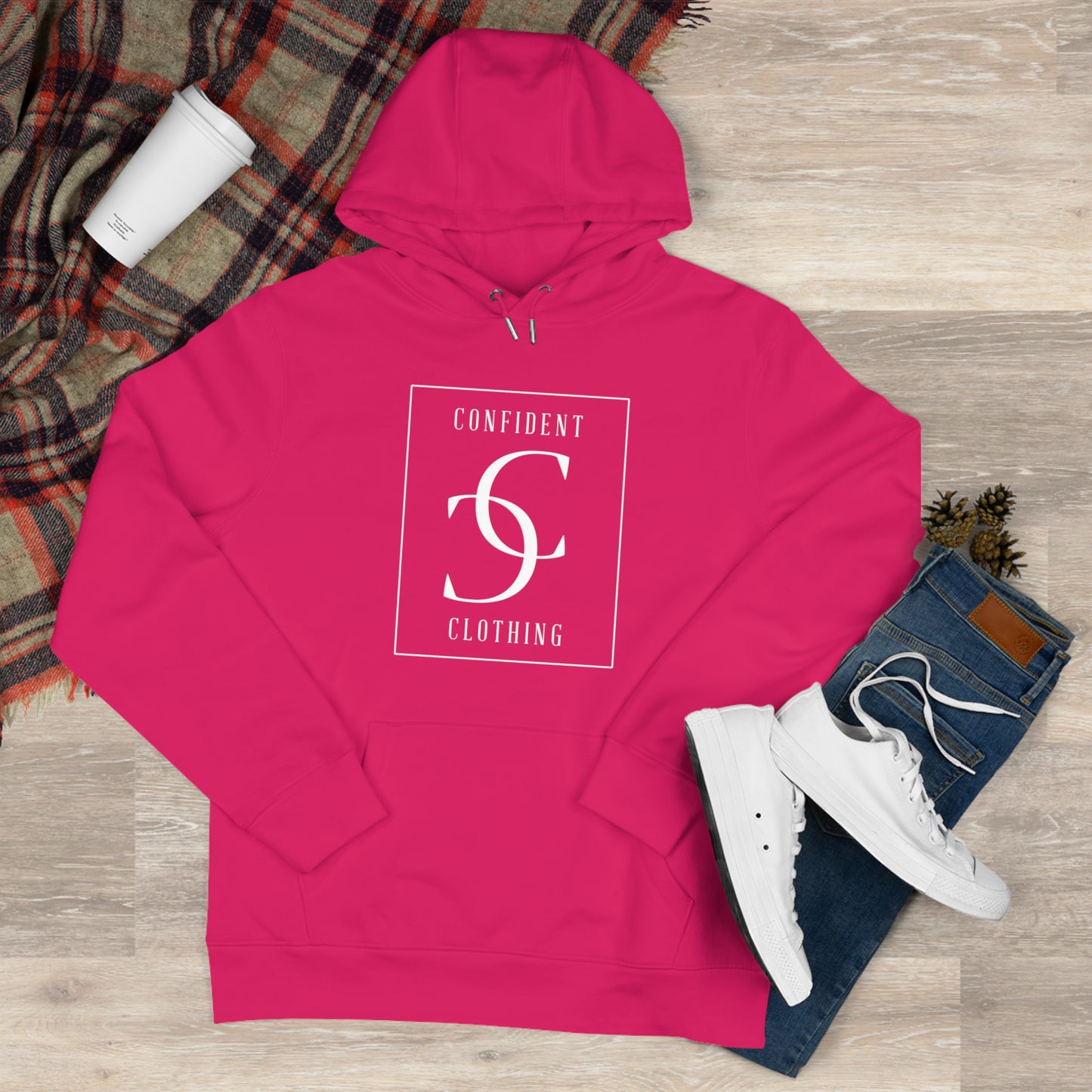 (hoodie unisex) multi-color Confident Clothing Luxury Hooded Sweatshirt (frame white logo)