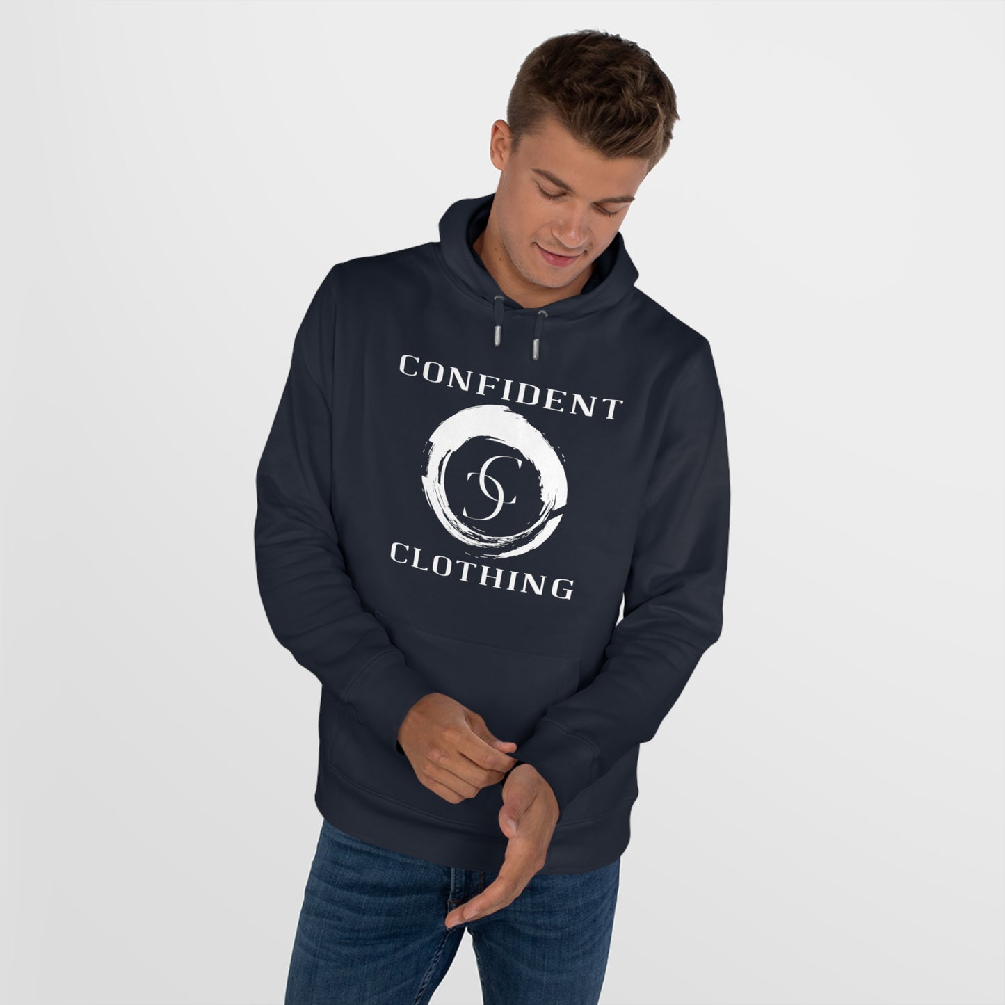 (hoodie unisex) multi-color Confident Clothing Luxury Hooded Sweatshirt (big cc circle white logo)