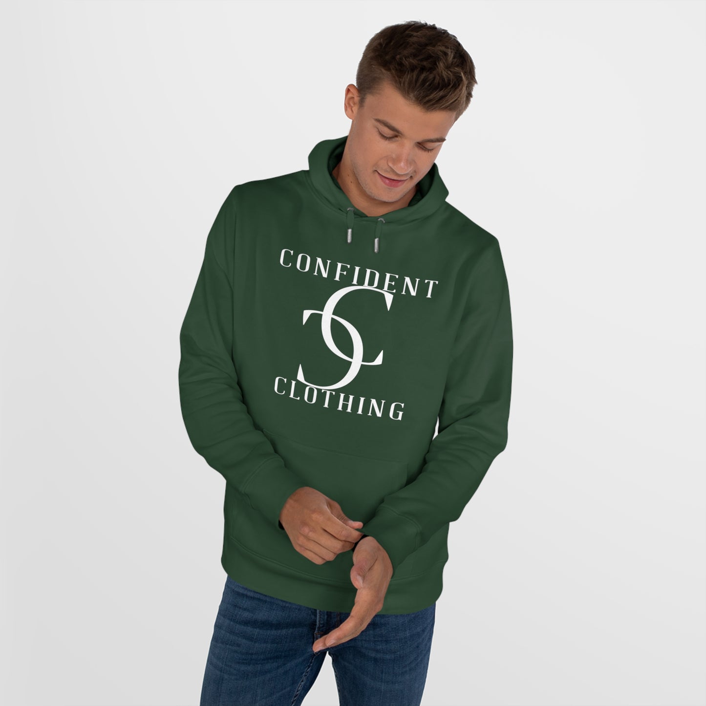 (hoodie unisex) multi-color Confident Clothing Luxury Hooded Sweatshirt (big cc white logo)