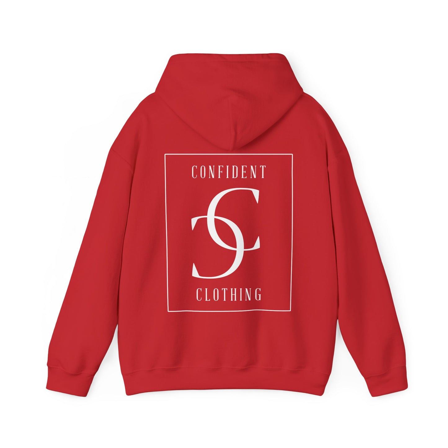 cc (Unisex) multi-color Confident Clothing Luxury Hooded Sweatshirt (frame white logo on back nc)