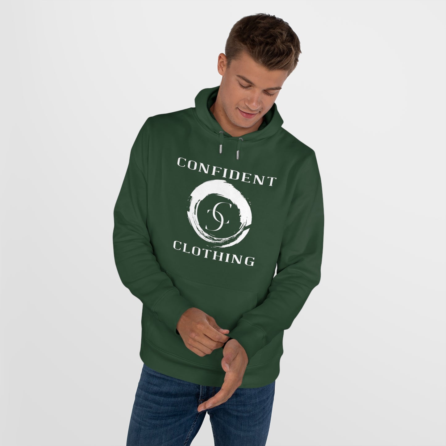 (hoodie unisex) multi-color Confident Clothing Luxury Hooded Sweatshirt (big cc circle white logo)