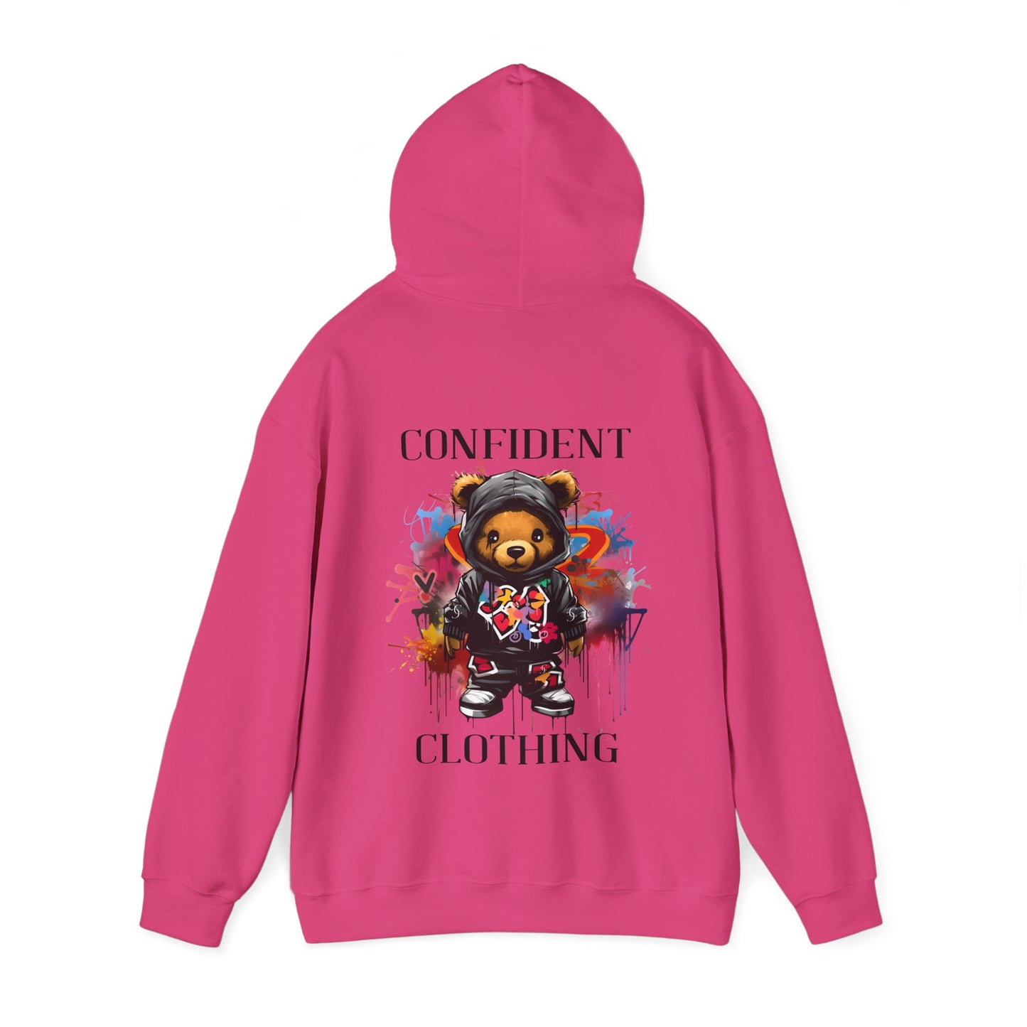 (Unisex) Confident Clothing Luxury Hooded Sweatshirt Urban Bear Collection (Cool Breeze Bear black logo)