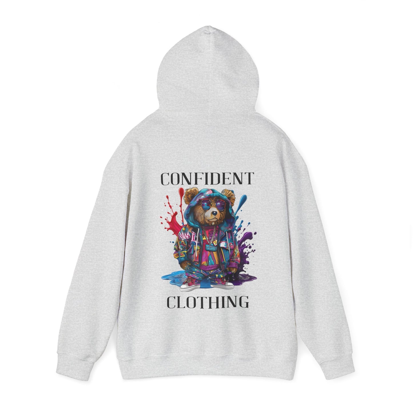 (Unisex) Confident Clothing Luxury Hooded Sweatshirt Urban Bear Collection (I Stay Drip Bear black logo)