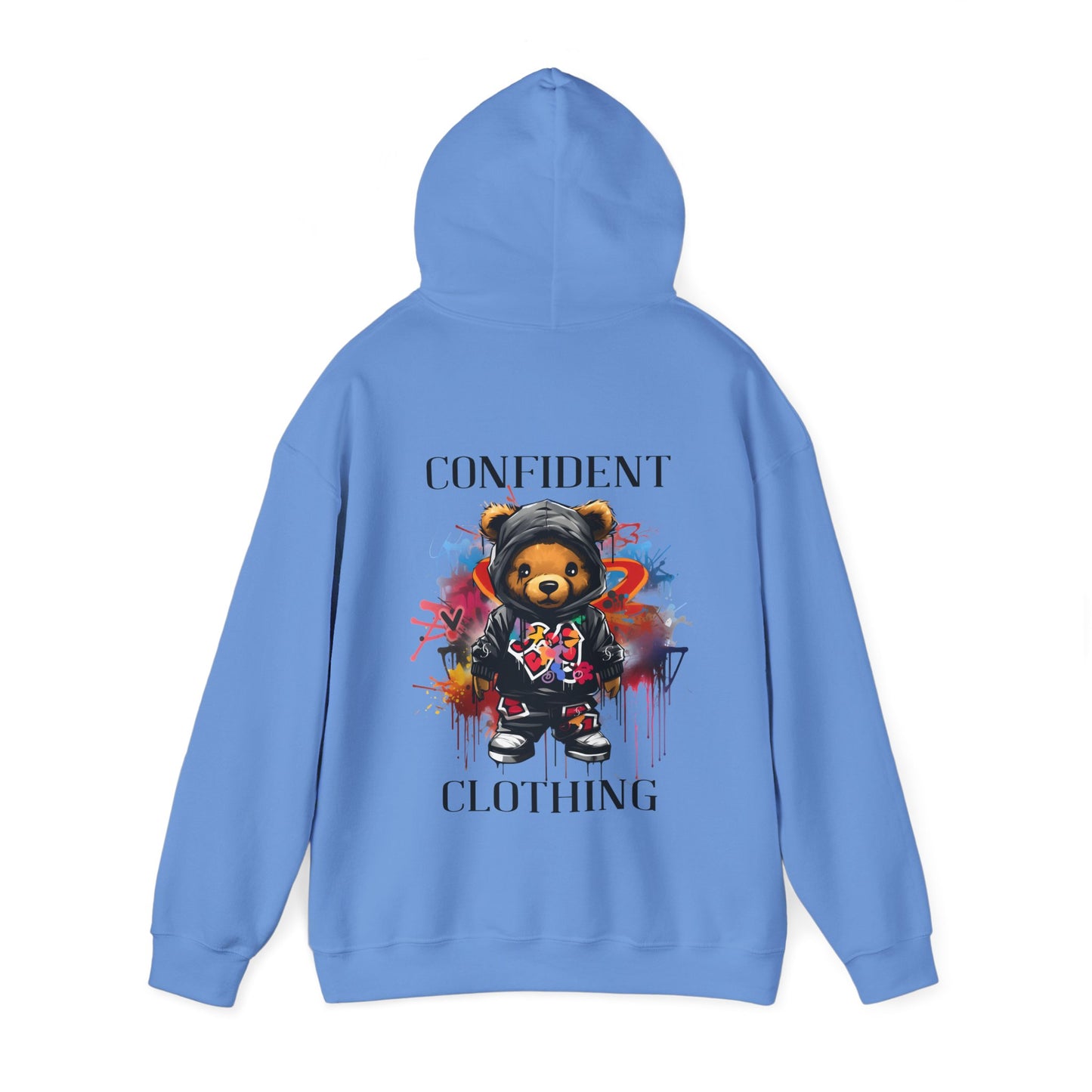 (Unisex) Confident Clothing Luxury Hooded Sweatshirt Urban Bear Collection (Cool Breeze Bear black logo)