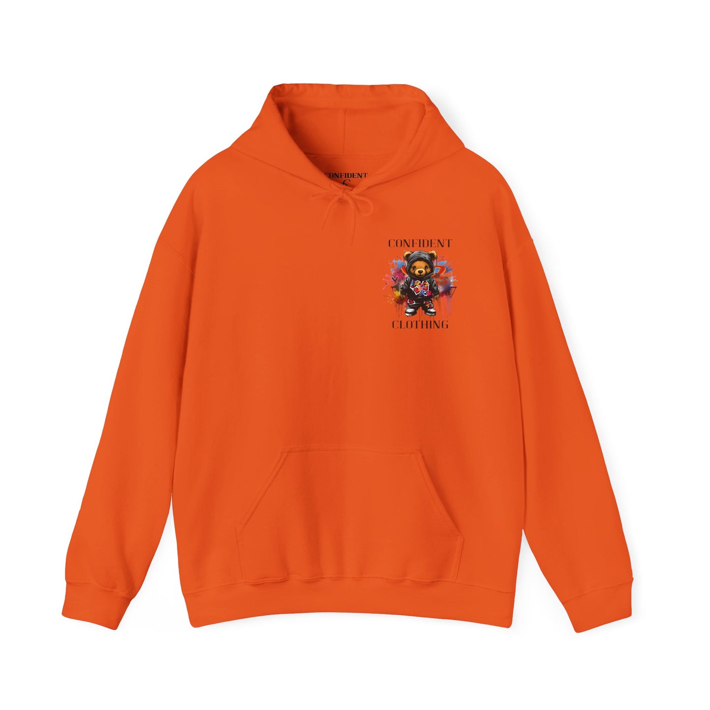 (Unisex) Confident Clothing Luxury Hooded Sweatshirt Urban Bear Collection (Cool Breeze Bear black logo)