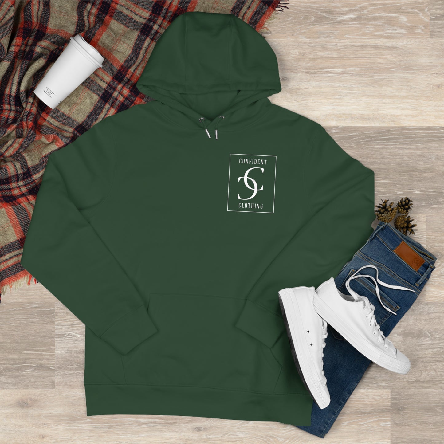 (hoodie unisex) multi-color Confident Clothing Luxury Hooded Sweatshirt (big cc white logo on back)