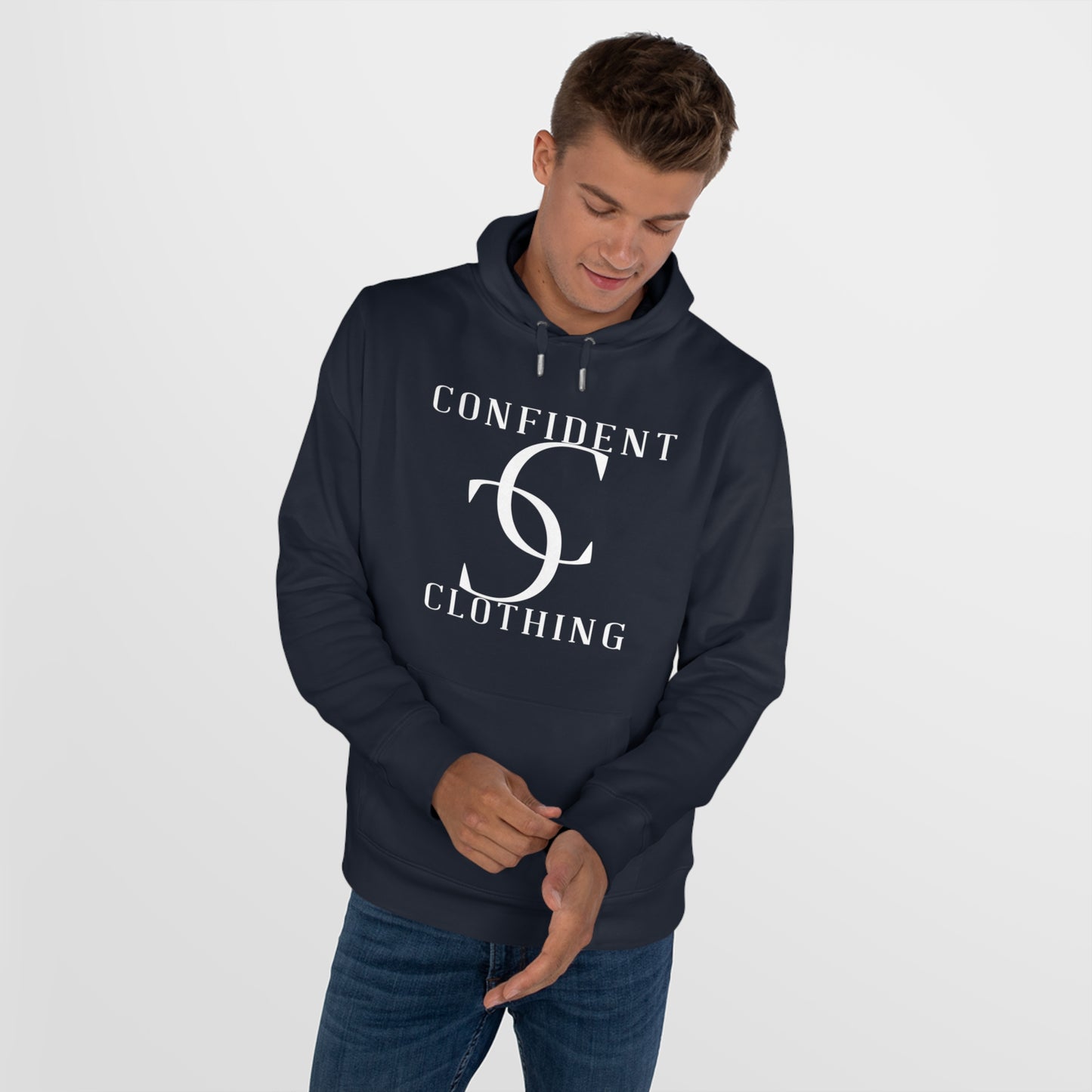 (hoodie unisex) multi-color Confident Clothing Luxury Hooded Sweatshirt (big cc white logo)