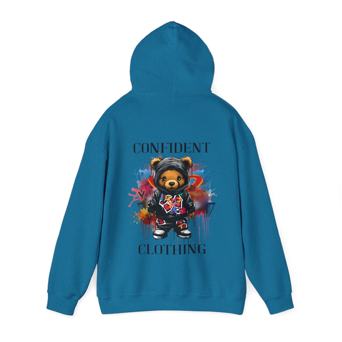 (Unisex) Confident Clothing Luxury Hooded Sweatshirt Urban Bear Collection (Cool Breeze Bear black logo)