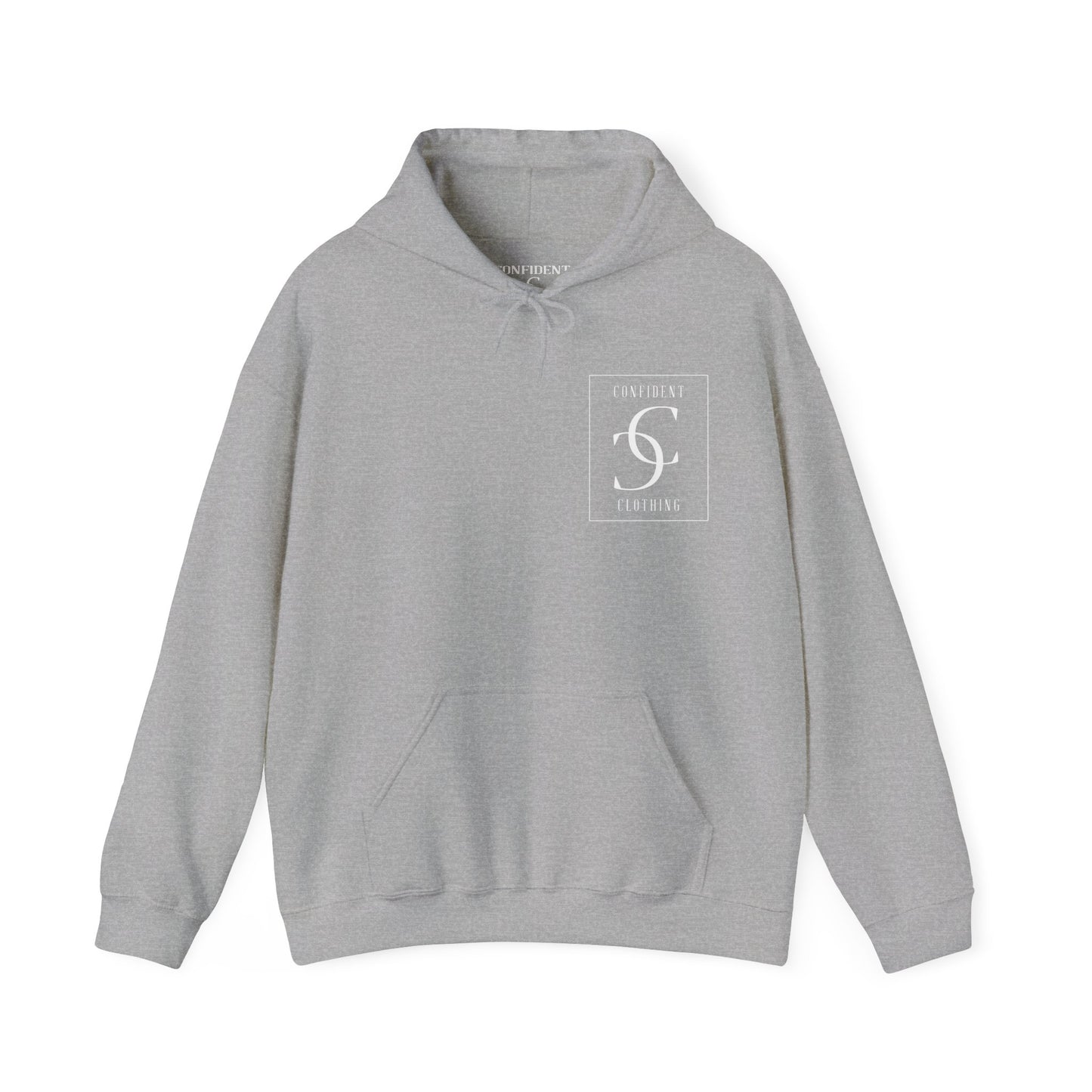cc (Unisex) multi-color Confident Clothing Luxury Hooded Sweatshirt (frame white logo on back nc)