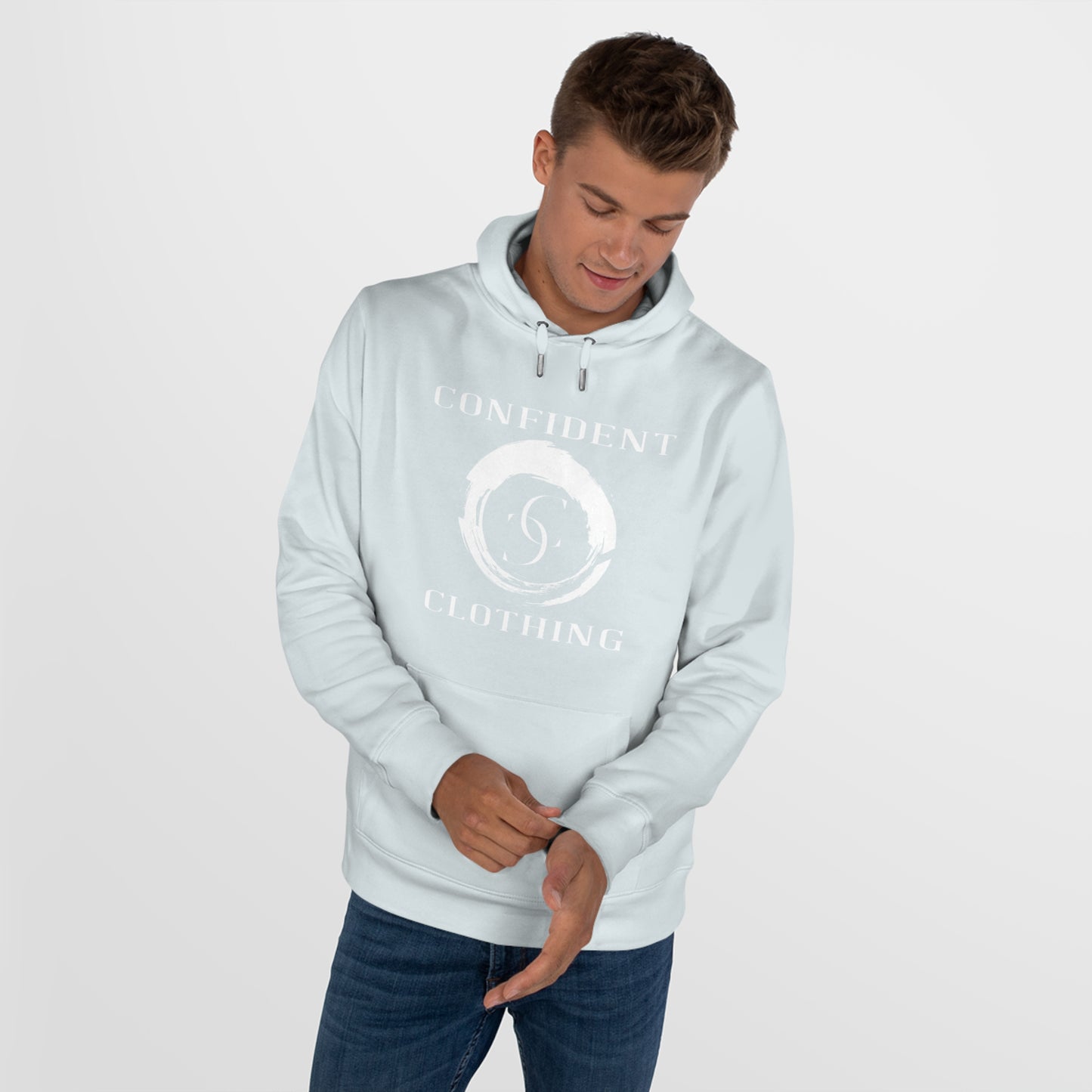 (hoodie unisex) multi-color Confident Clothing Luxury Hooded Sweatshirt (big cc circle white logo)