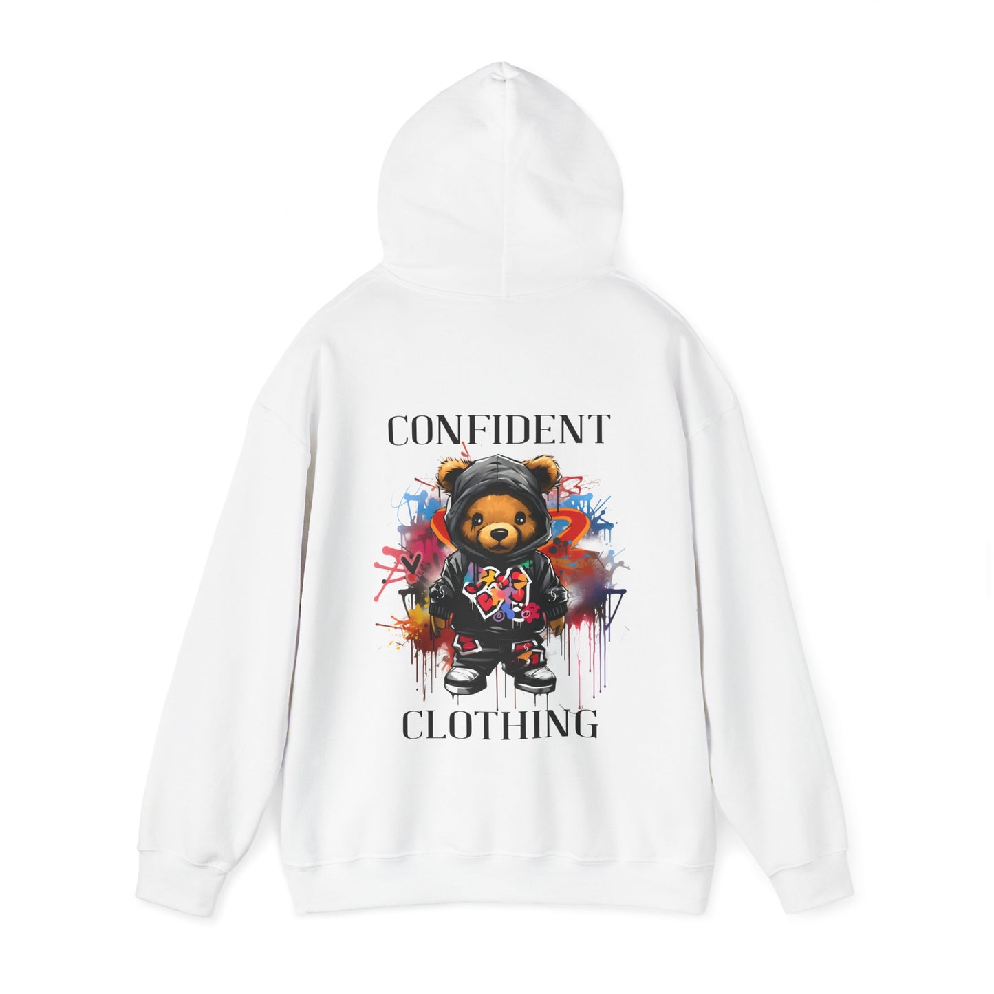 (Unisex) Confident Clothing Luxury Hooded Sweatshirt Urban Bear Collection (Cool Breeze Bear black logo)